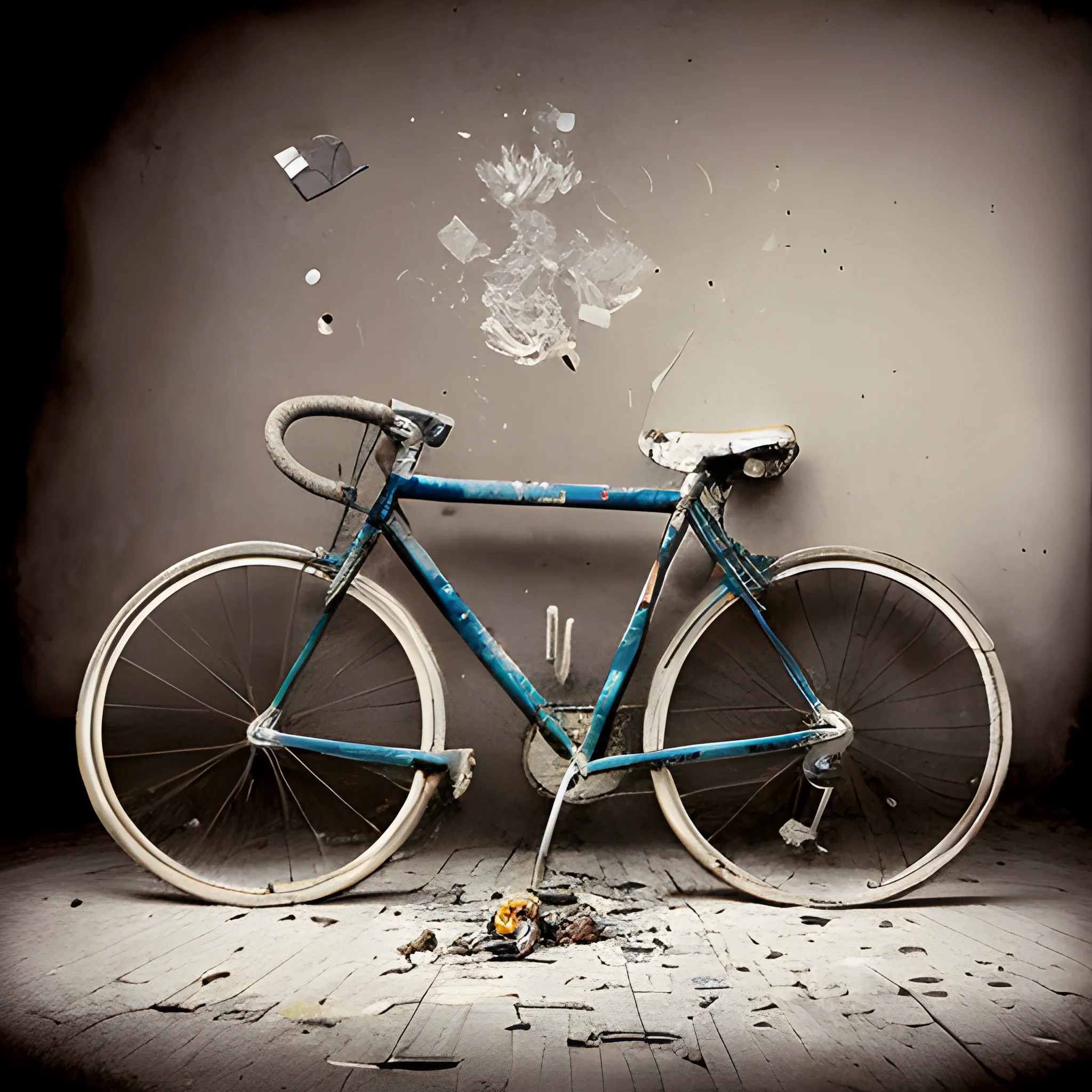 exploded still life of bicycle, photography