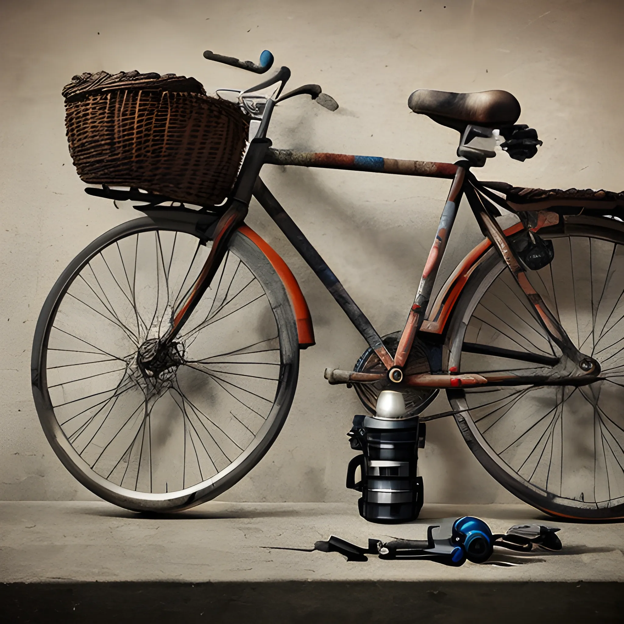 very fragmented still life of bicycle, photography