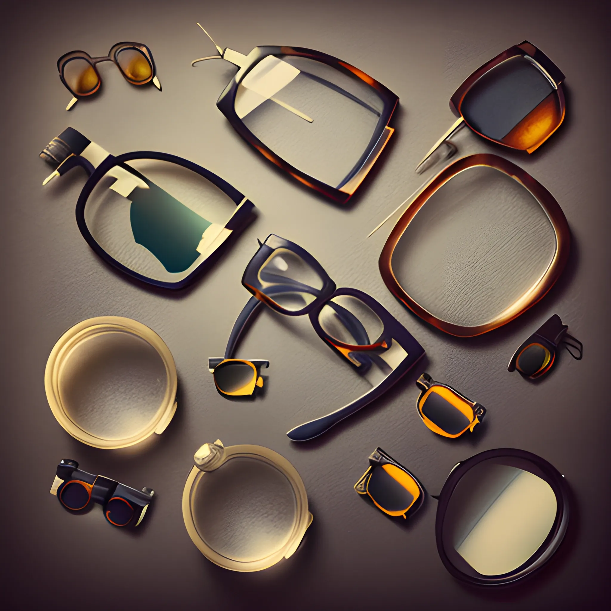 very fragmented still life of glasses, photography