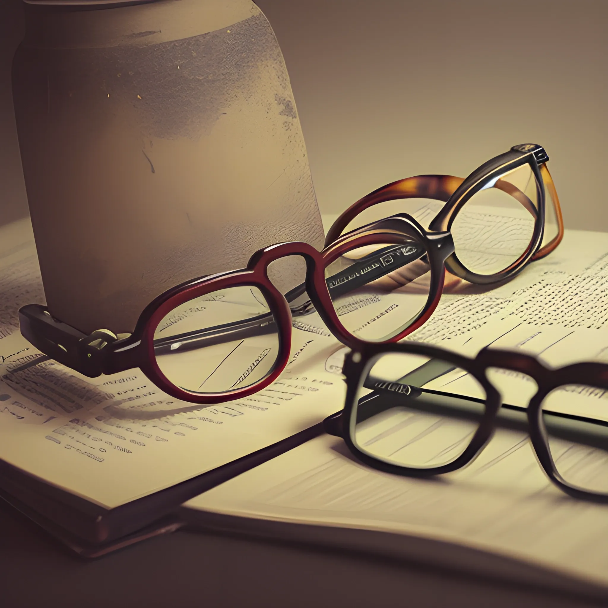 very fragmented still life of glasses, photography