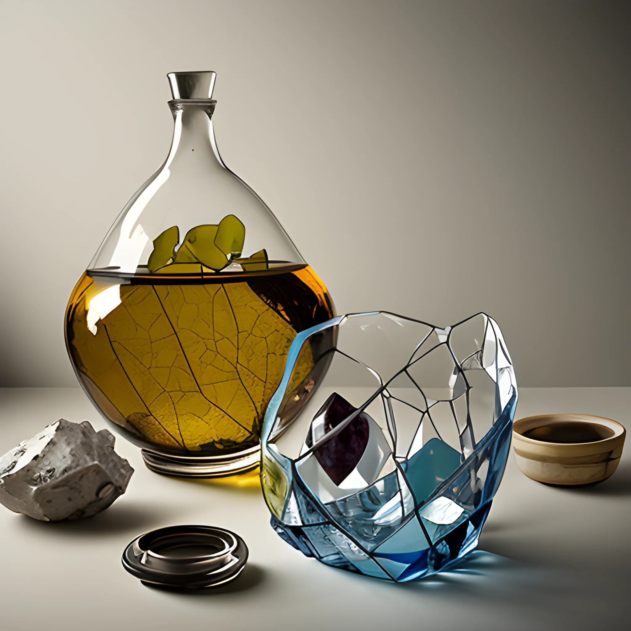 very fragmented still life of glass, photography