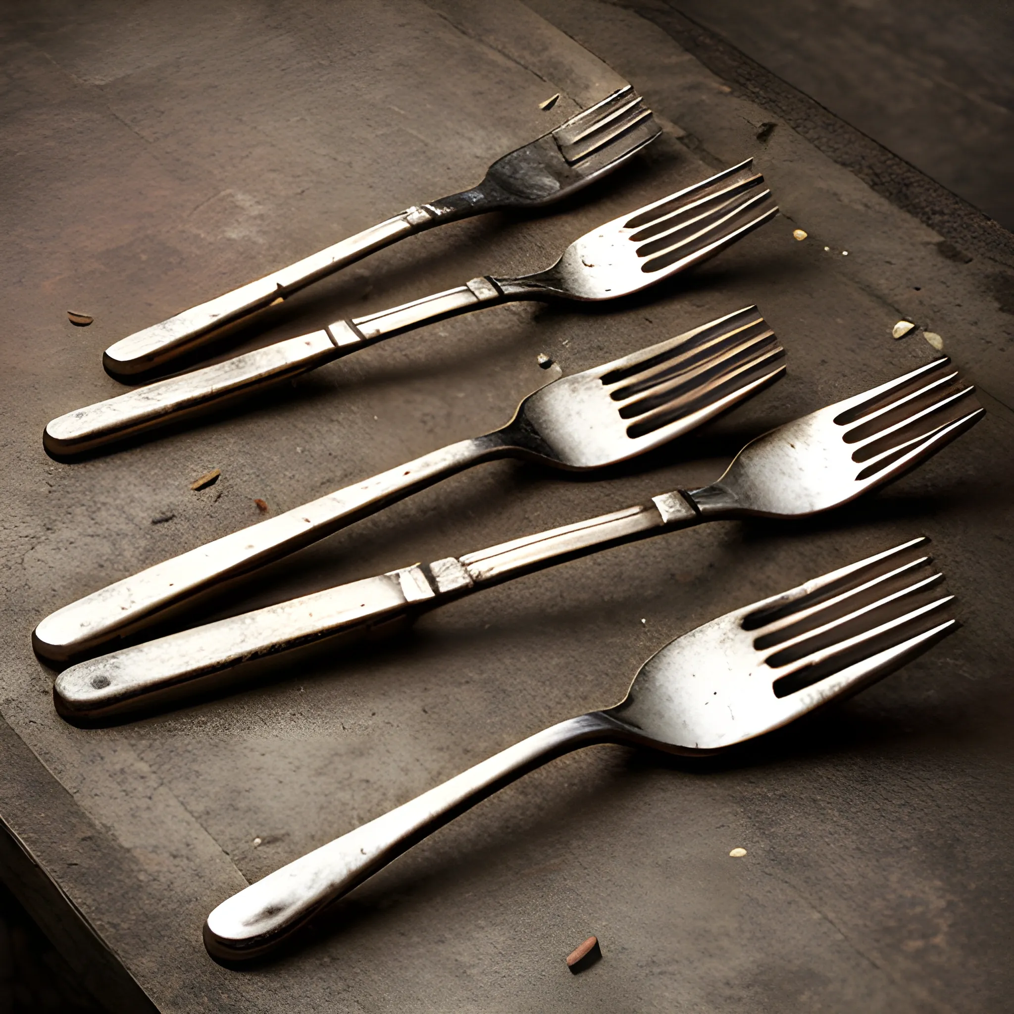 very fragmented still life of forks, photography