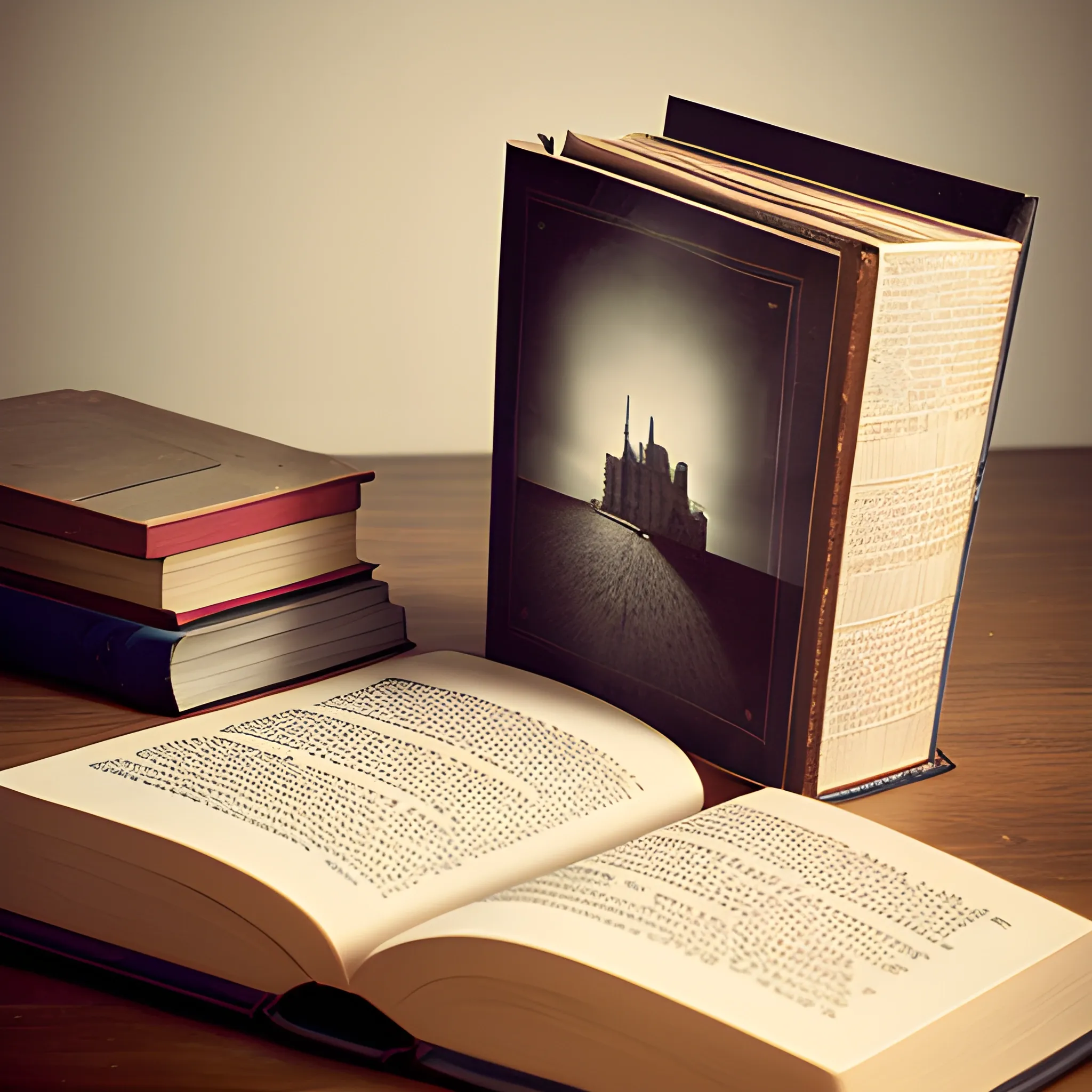 very fragmented still life of book, photography