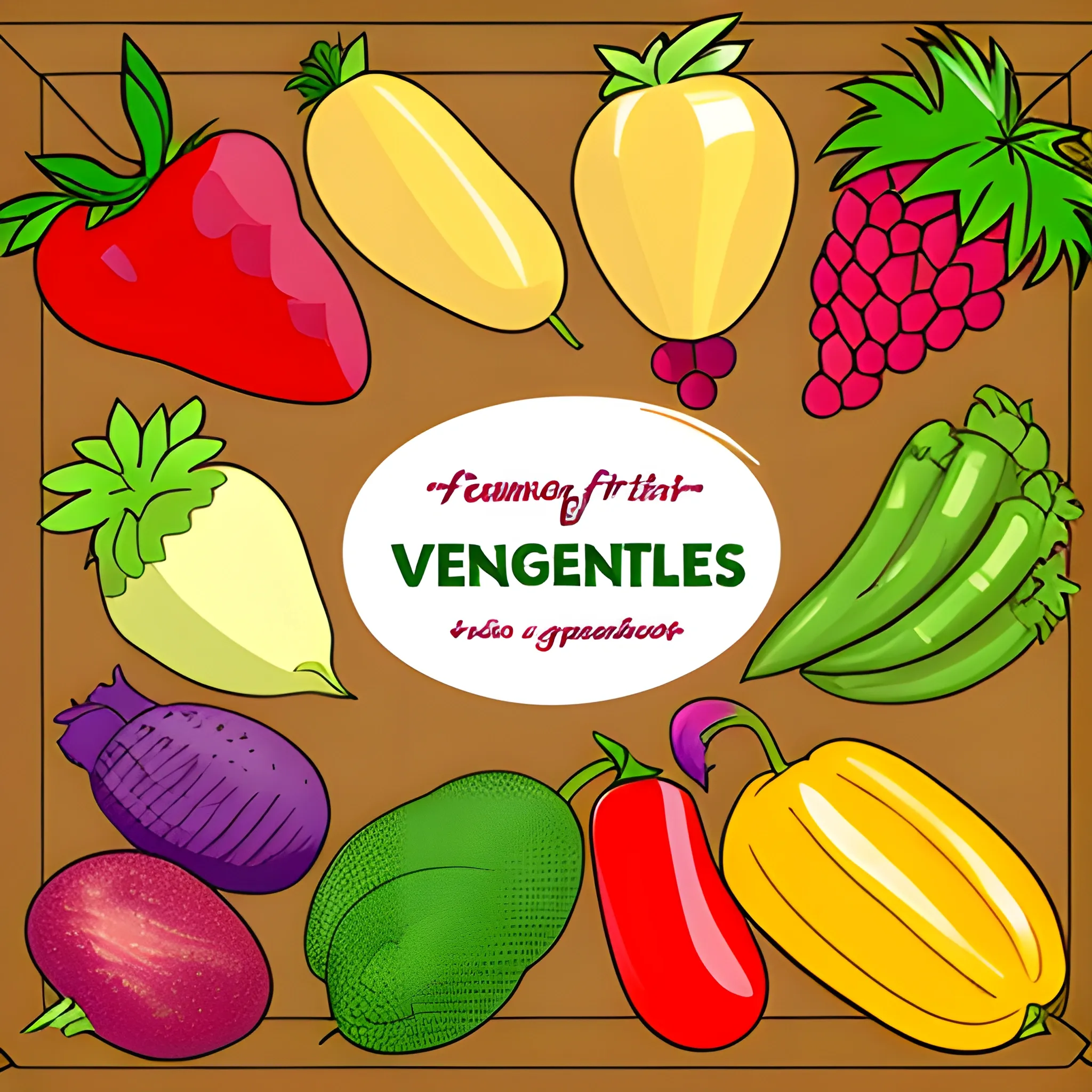 Assortment of fresh ripe fruits and vegetables on the table
, , Cartoon