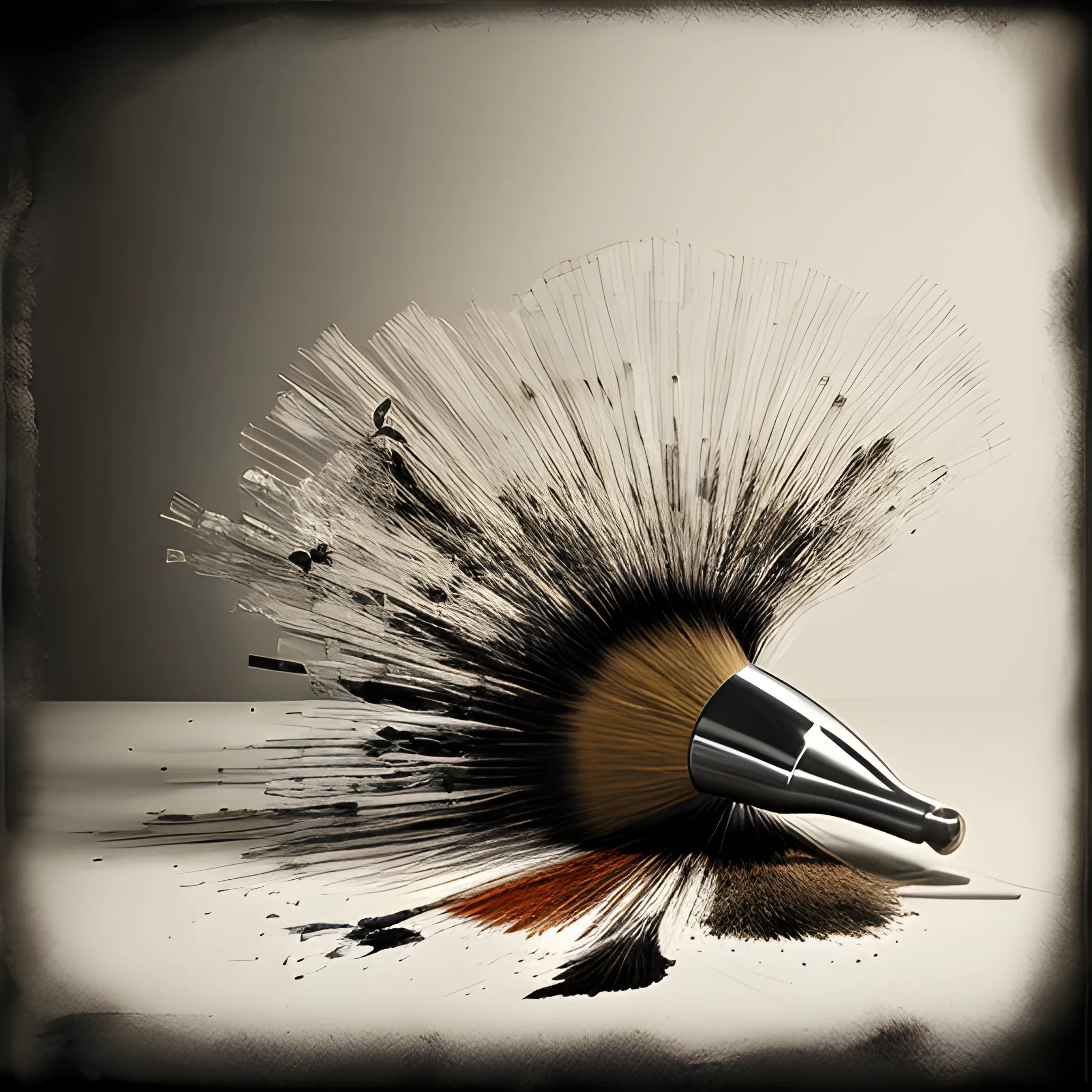 very fragmented still life of brush, photography