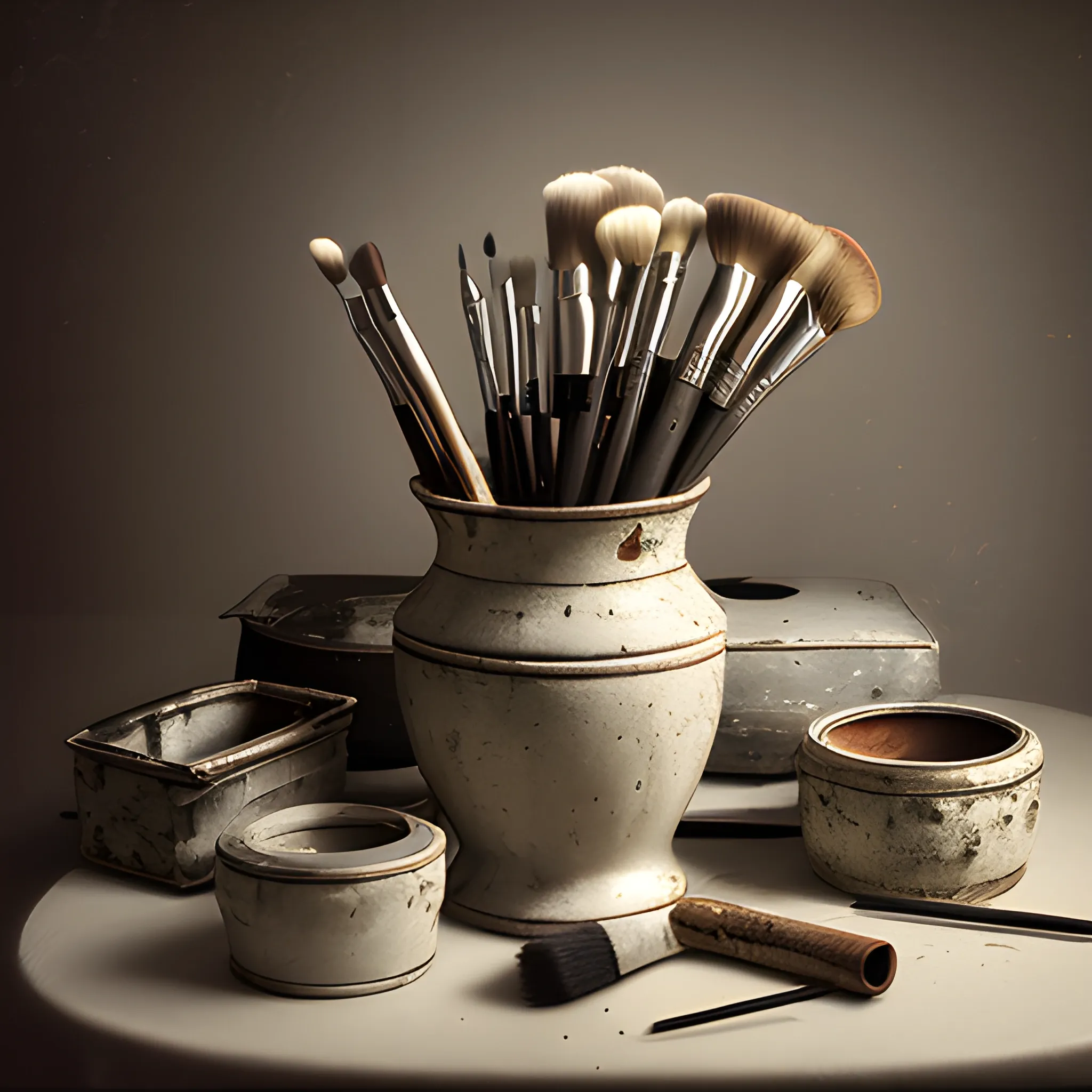 very fragmented still life of brush, photography