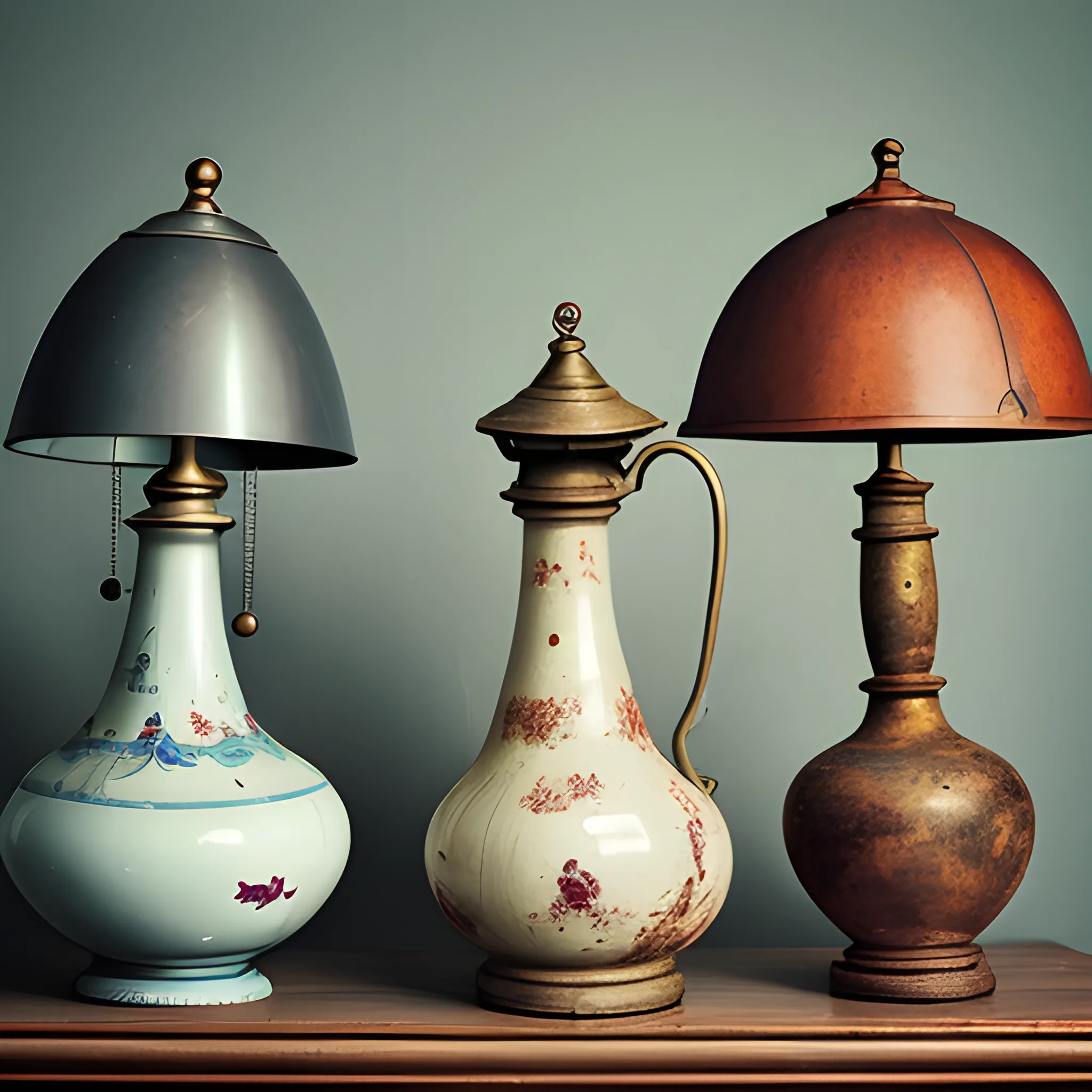 very fragmented still life of lamps, photography