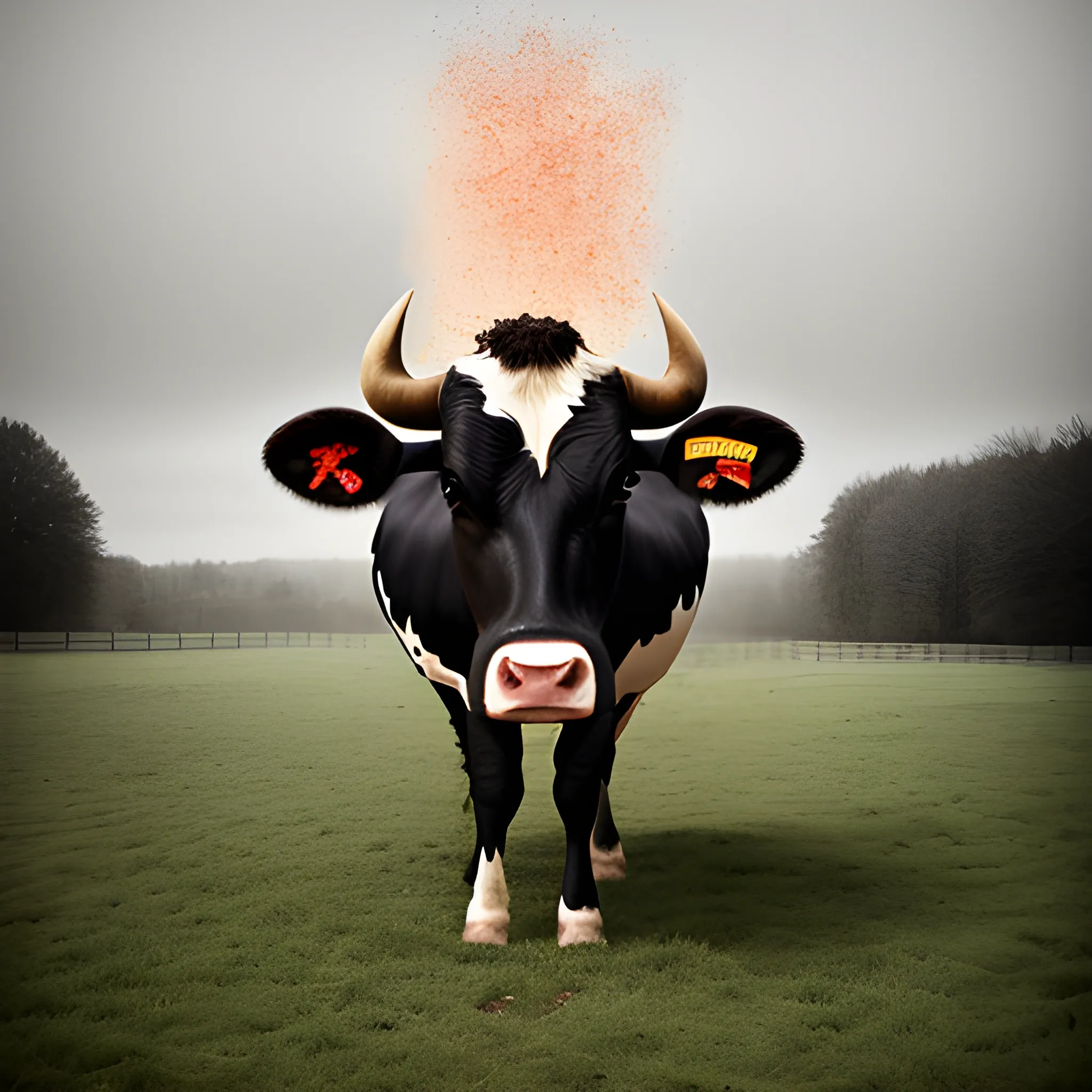 exploded cow, photography