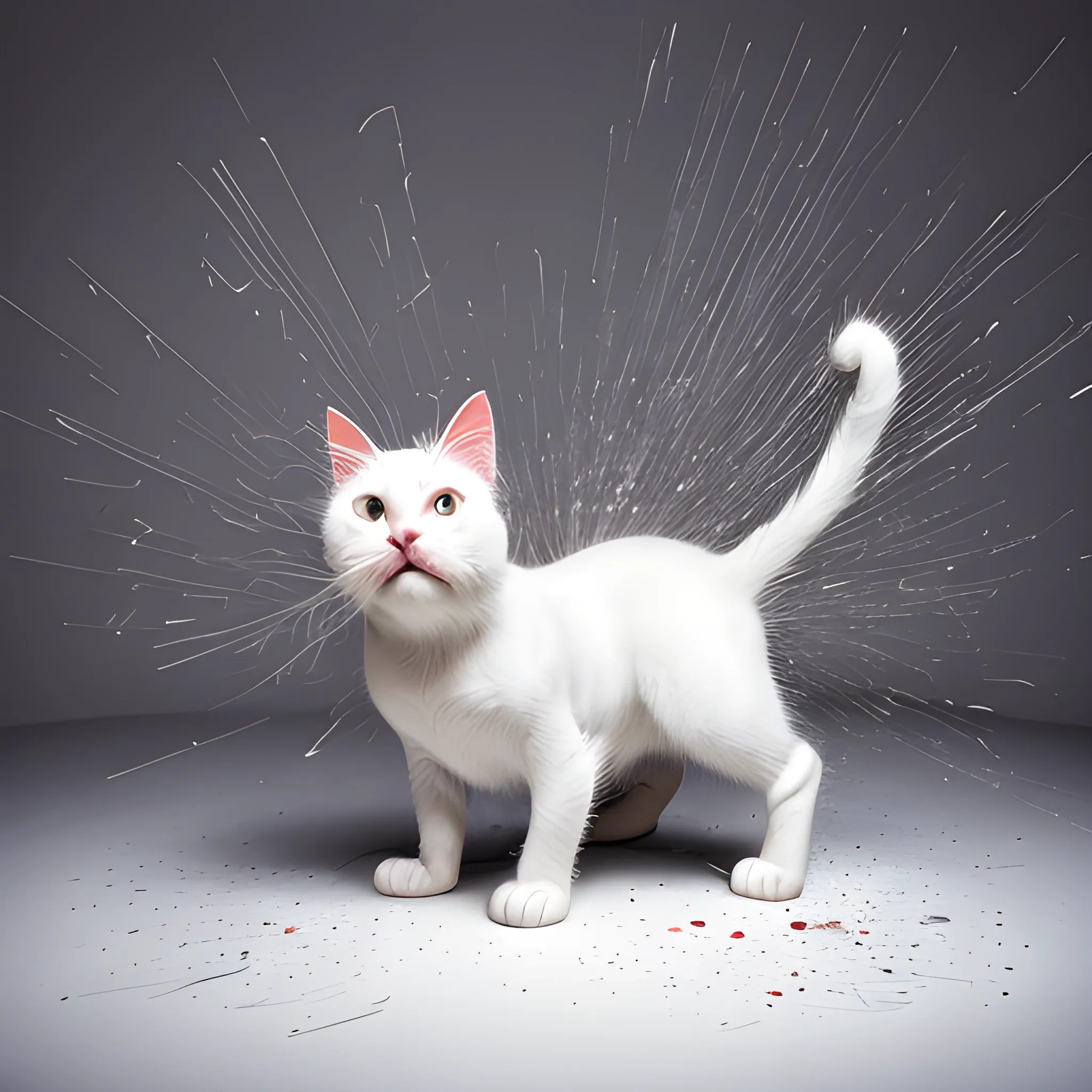 exploded white cat, photography