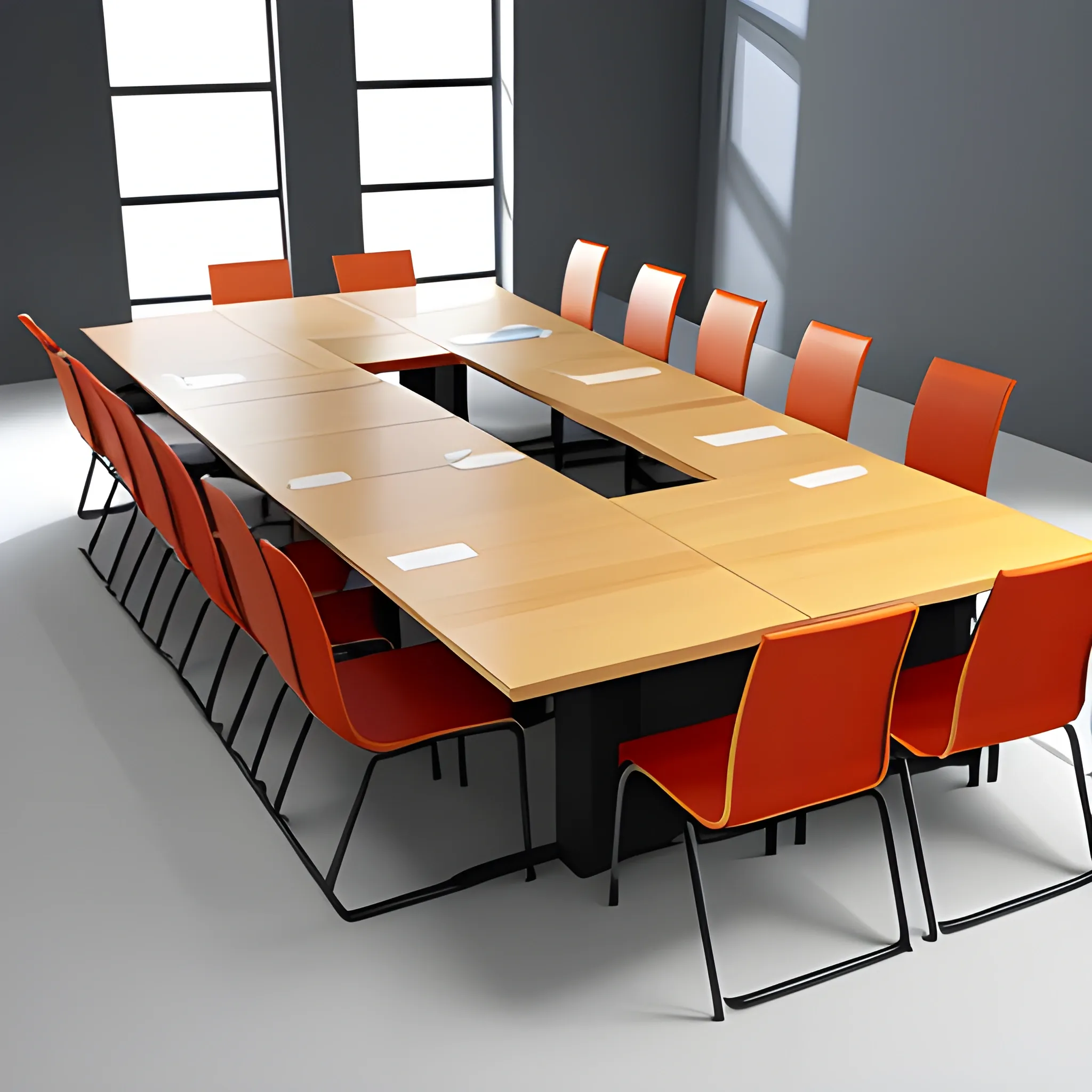 Two 6-person tables are joined together to form a 14-person table