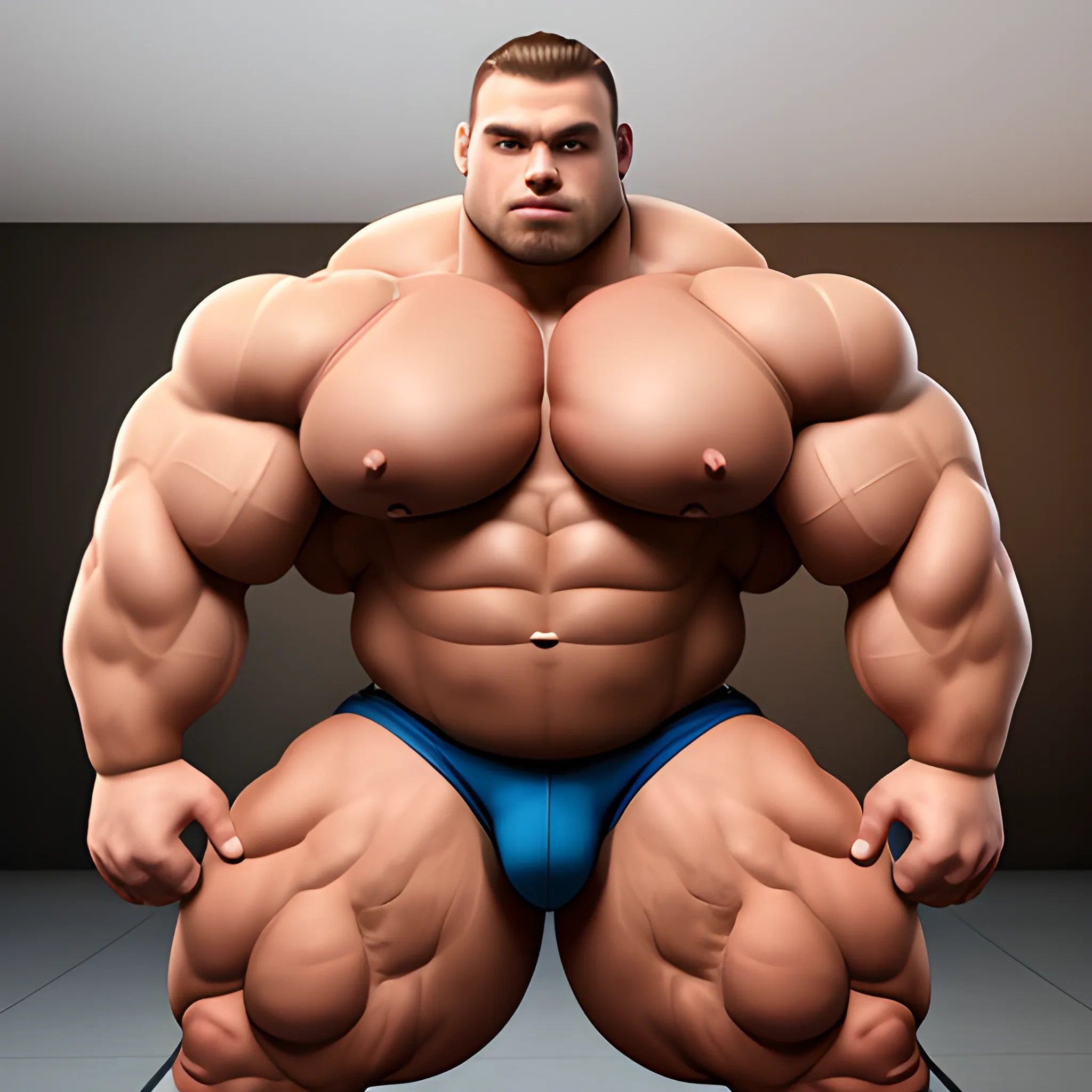 huge beefy bodybuilder man, singlet, big bulge, huge muscle ass, 