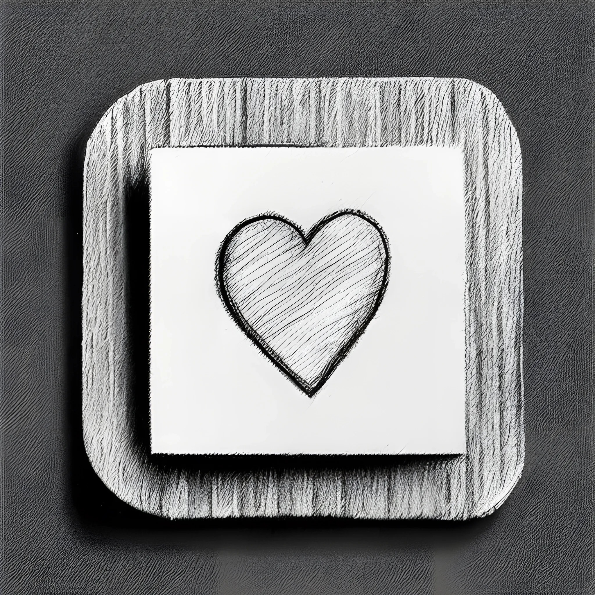 Coaster , Pencil Sketch, square valentine day art , top view, grayscale , patern art picasso 