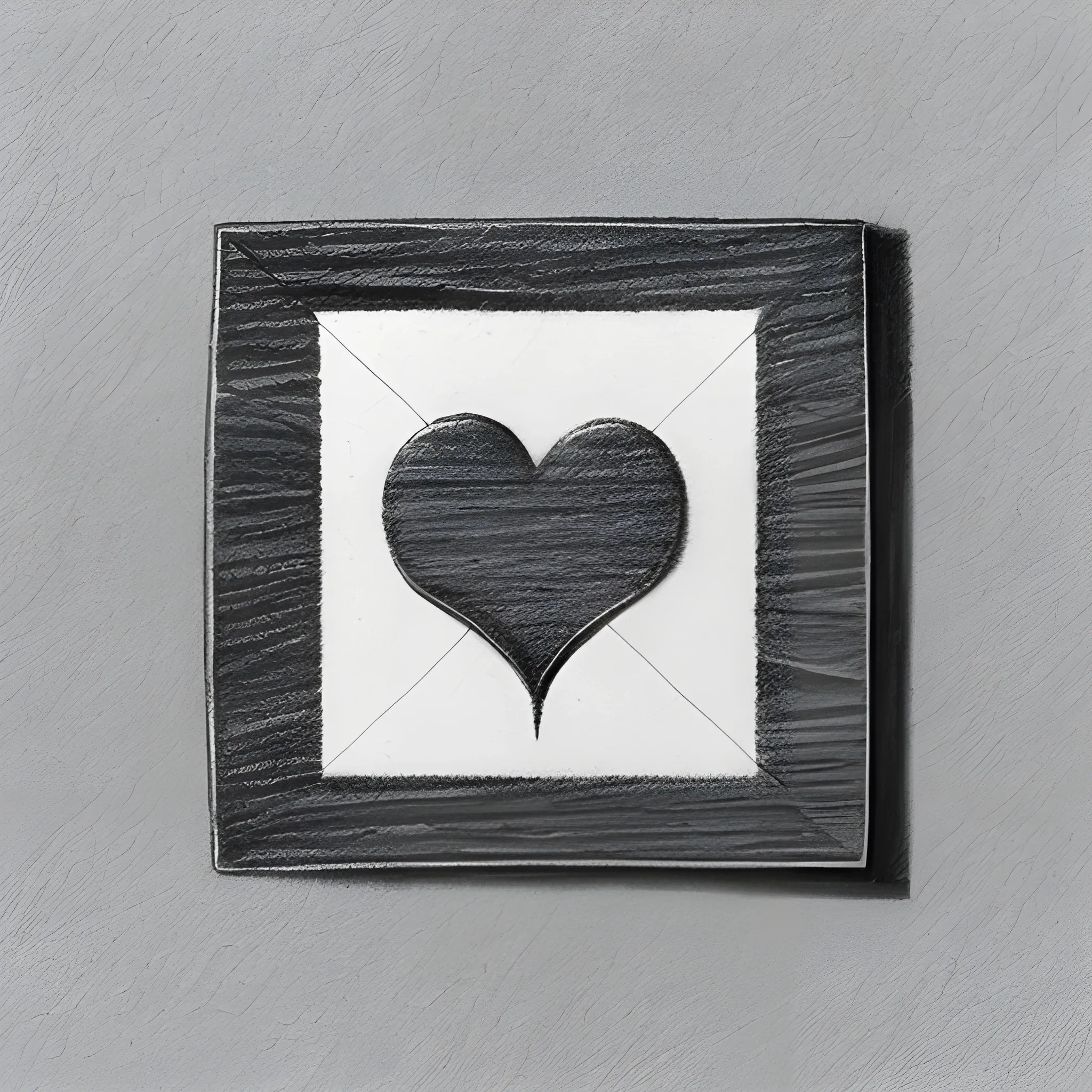 Coaster , Pencil Sketch, square valentine day art , top view, grayscale , patern art picasso 