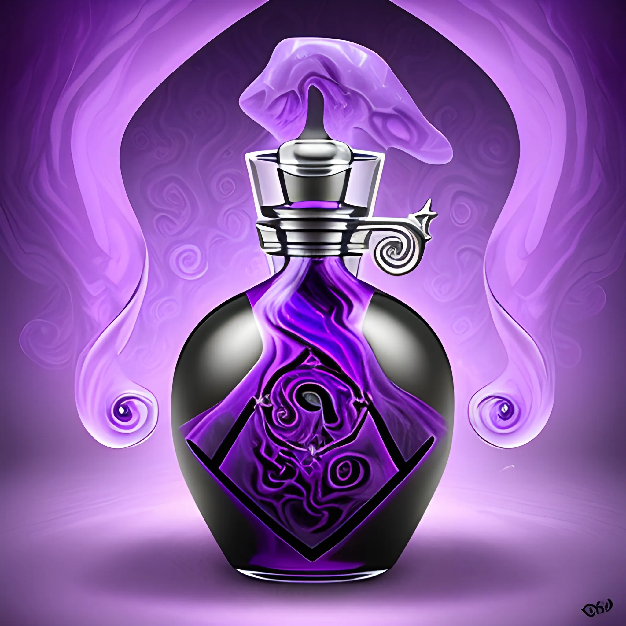 Potion bottle magic mysterious purple DnD mystery swirls