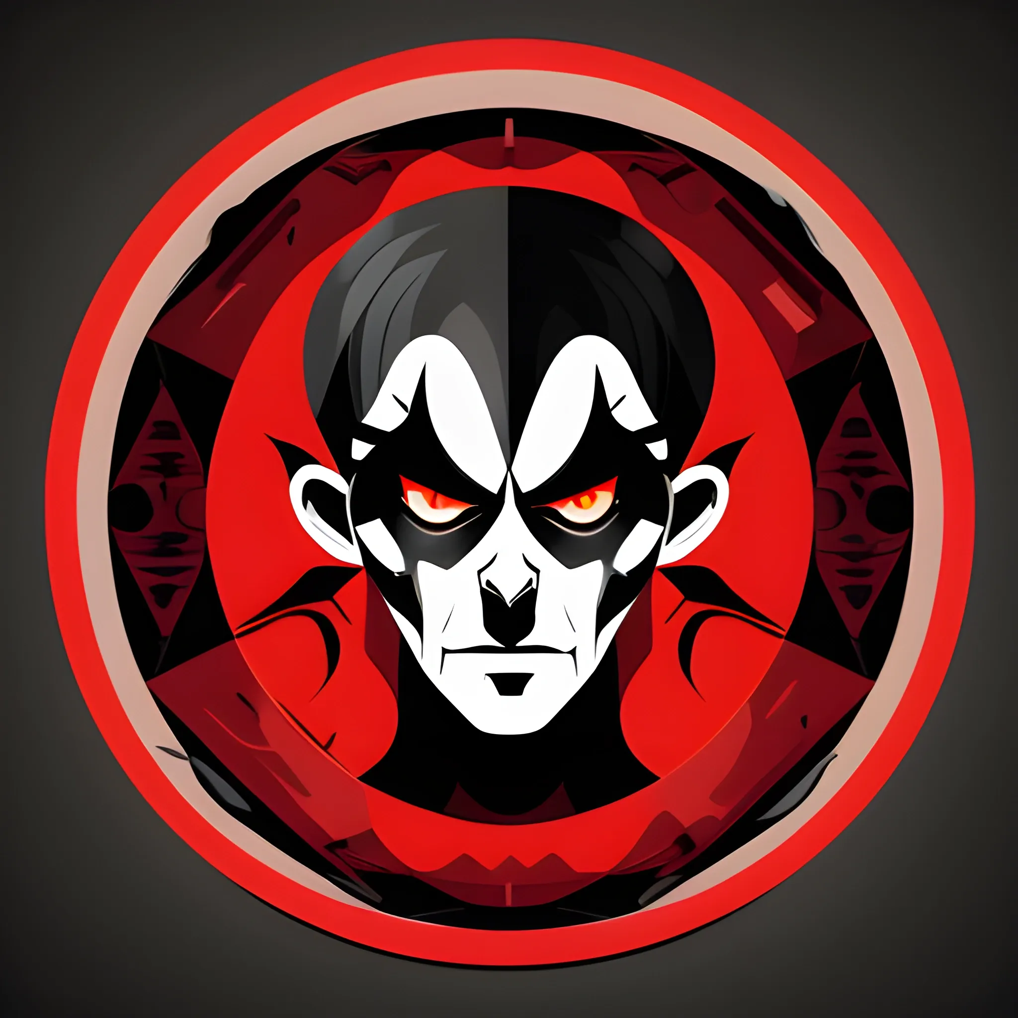 dark psychology, vector style, evil character, middle age, in a circle, realistic, mind, manipulation, color dark red black
