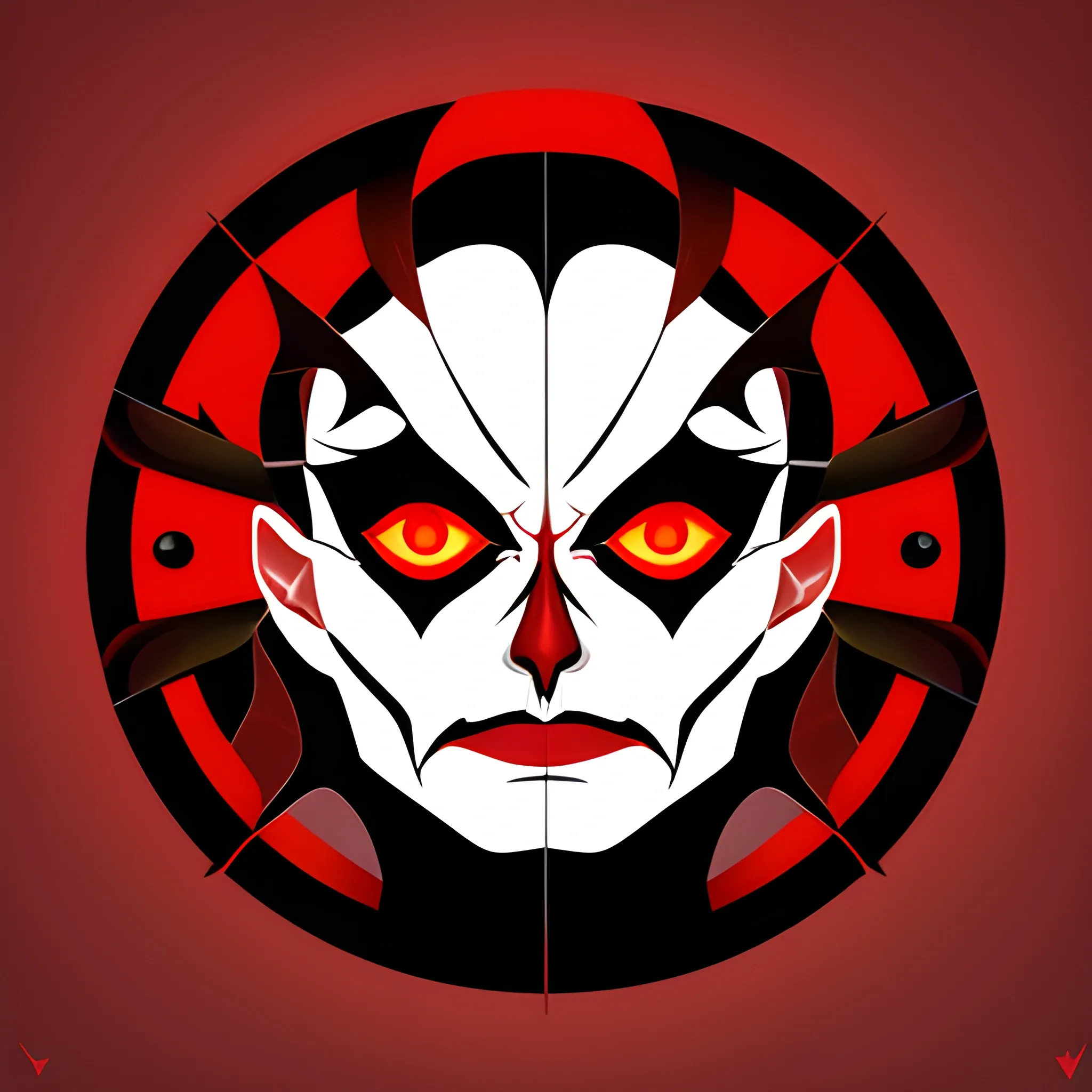 dark psychology, vector style, evil character, middle age, in a circle, realistic, mind, manipulation, color dark red black
