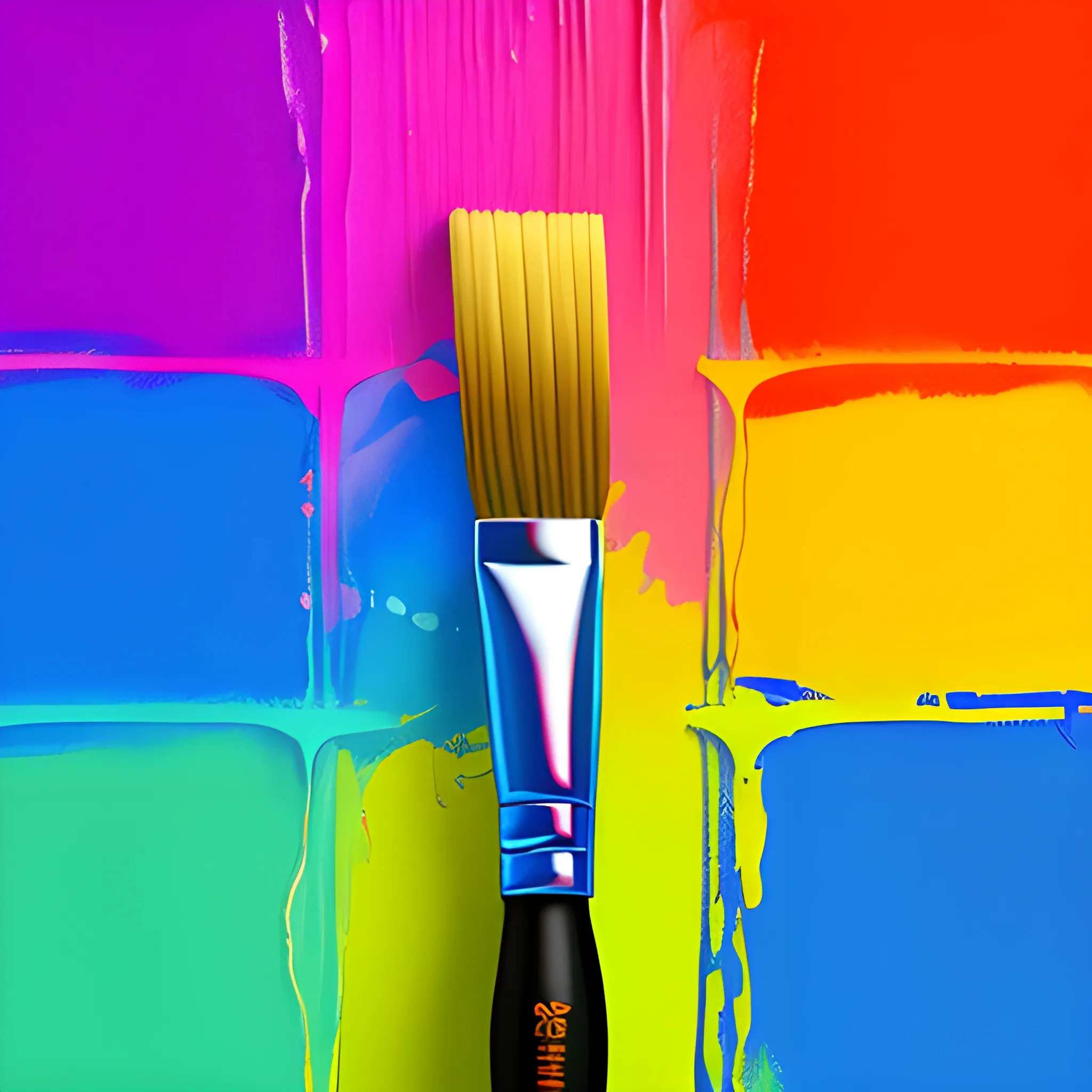 A paintbrush dipped in vibrant colors, painting a website layout on a canvas., 3D