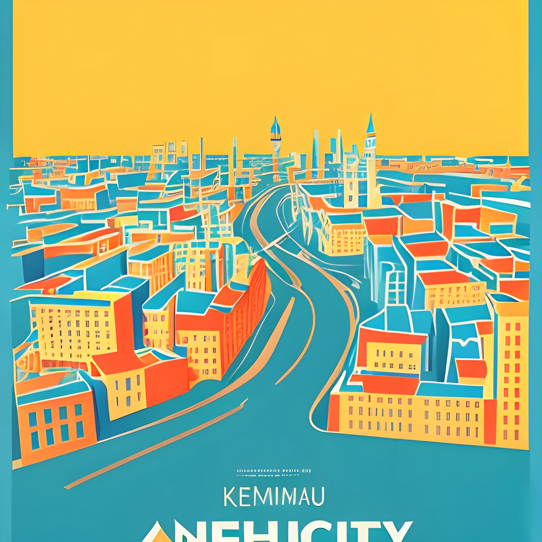 poster in the style of "abstractionism" on the theme of "the architect of my city", take the city of Khmelnytsky as a basis, use a minimum of details, Cartoon