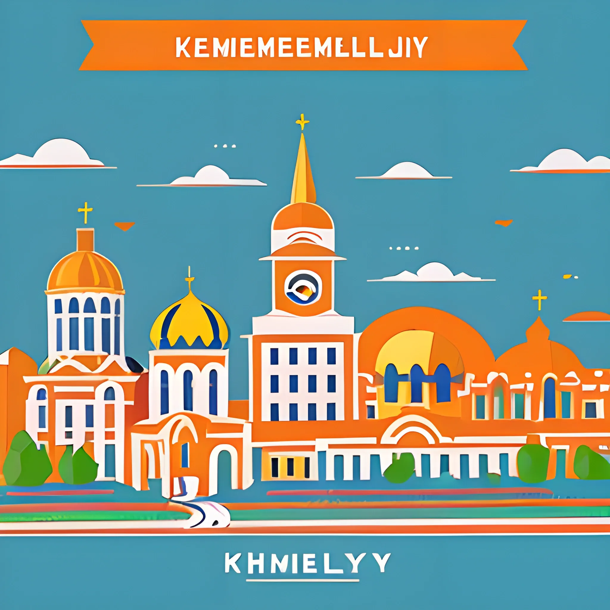 poster in the style of "abstractionism" on the theme of "the architect of my city", take the city of Khmelnytsky as a basis, use a minimum of details, Cartoon