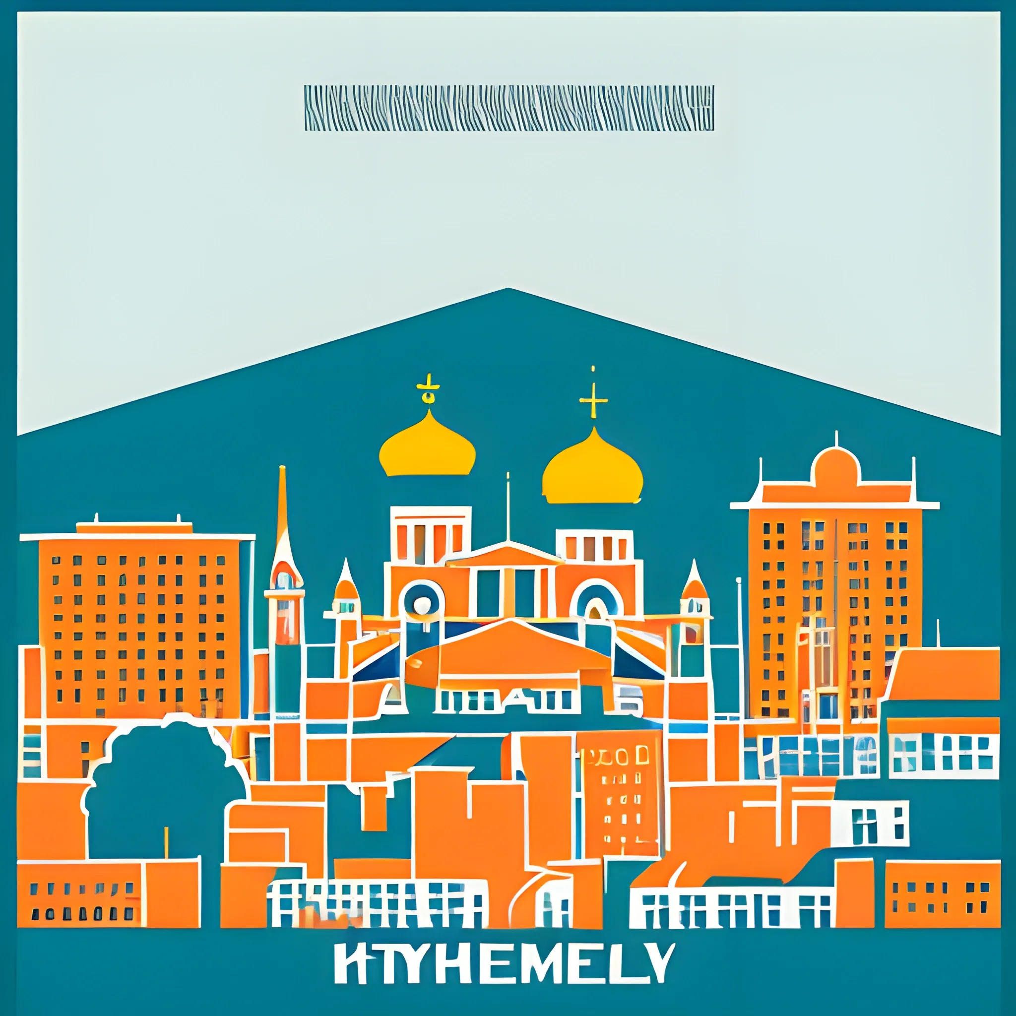 poster in the style of "abstractionism" on the theme of "the architect of my city", take the city of Khmelnytsky as a basis, use a minimum of details, Cartoon