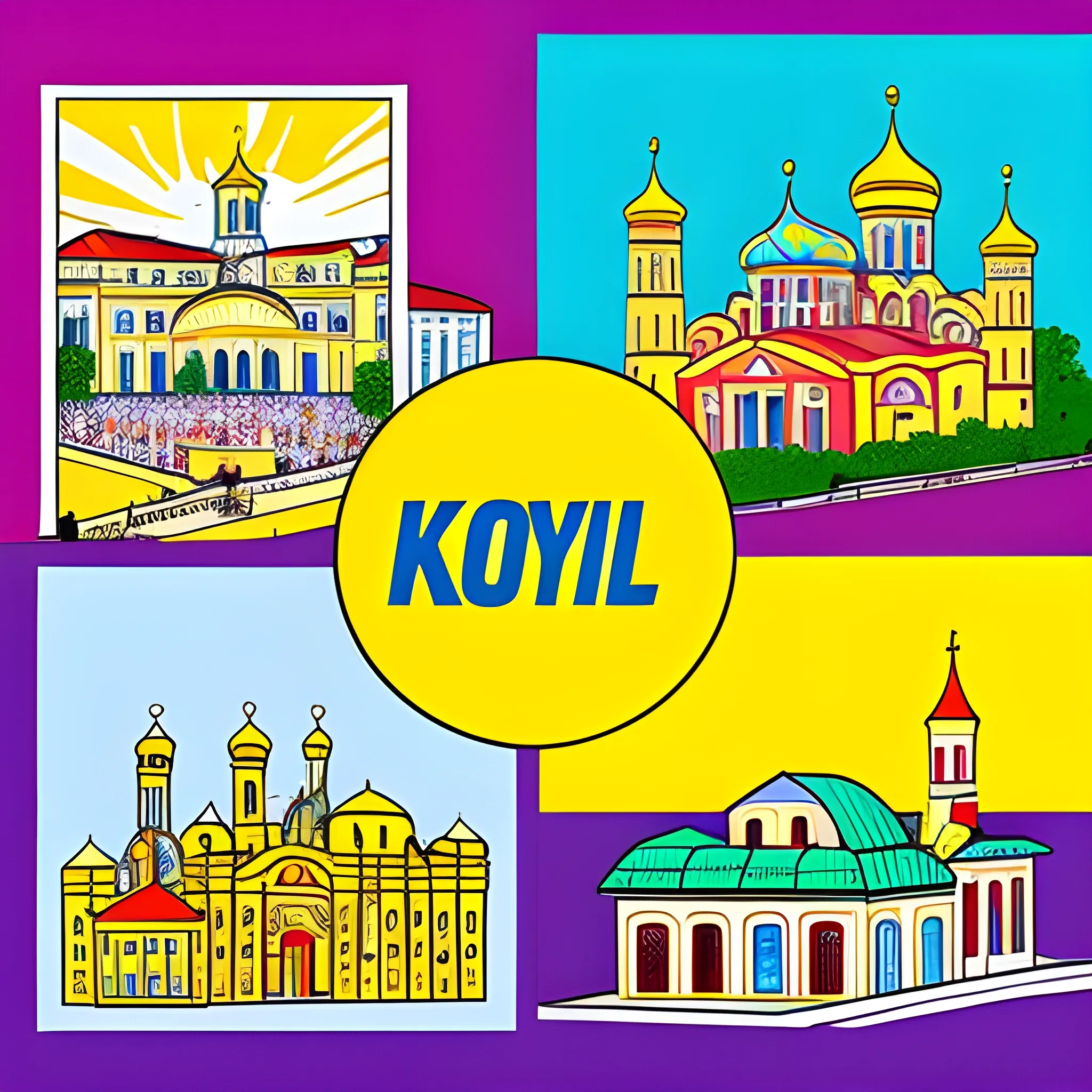 Draw a pop art poster of the city of Khmelnytsky.