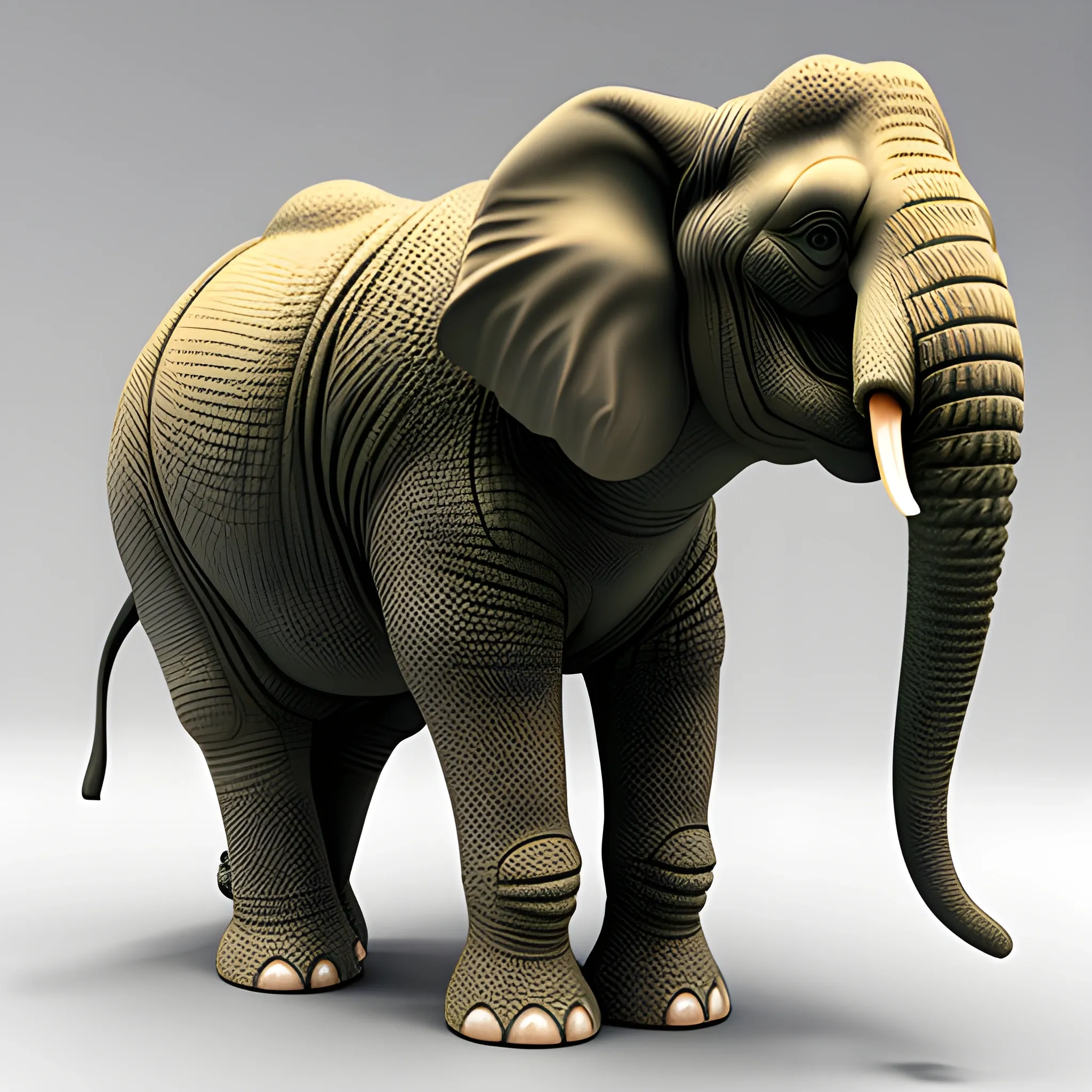 imagine on fusionner un Elephant avec un Comodo Dragon, 3D