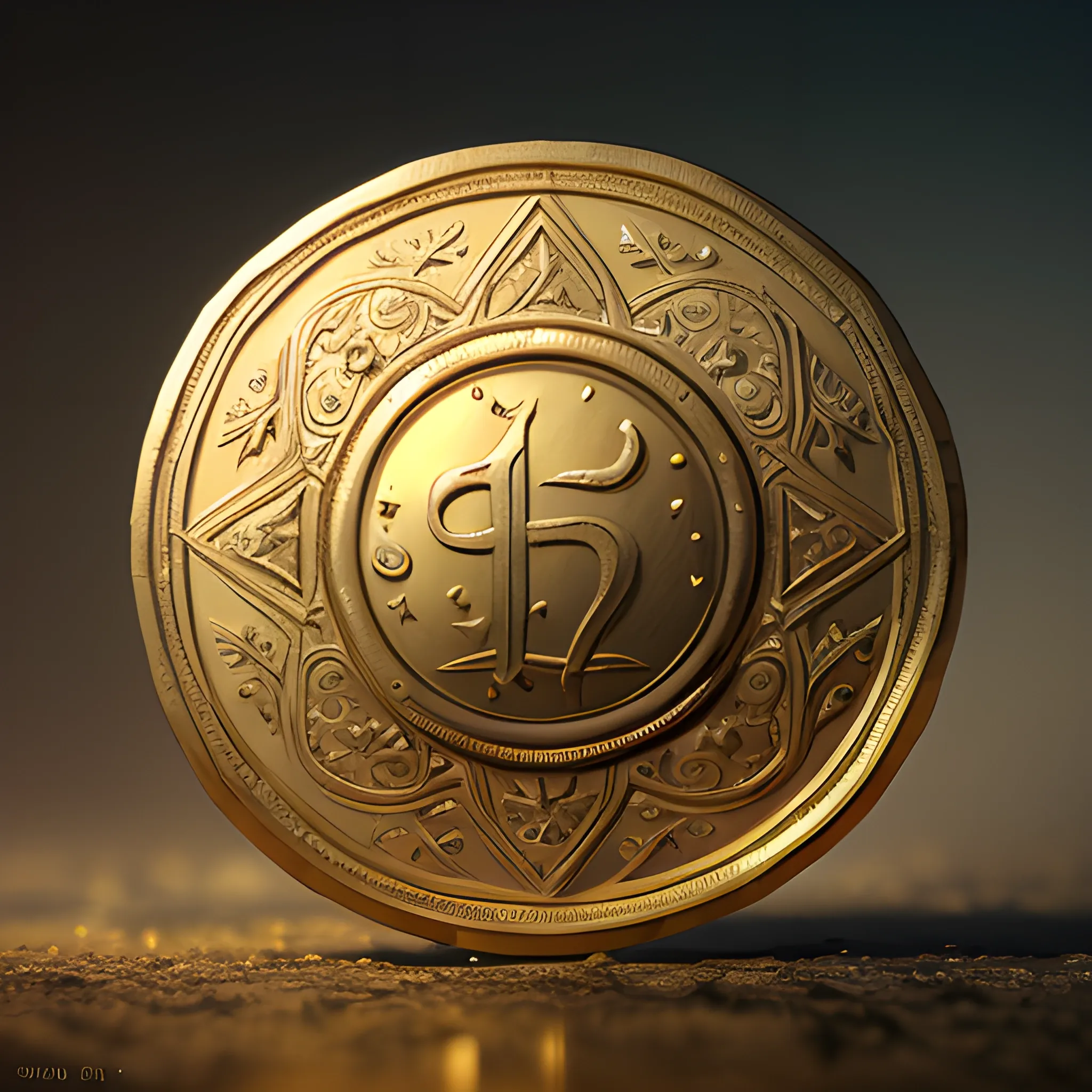 golden coin, medieval coin, 8k, high resolution, high quality, photorealistic, hyperrealistic, detailed, detailed matte painting, deep color, fantastical, intricate detail, splash screen, complementary colors, fantasy concept art, 8k resolution trending on Artstation Unreal Engine