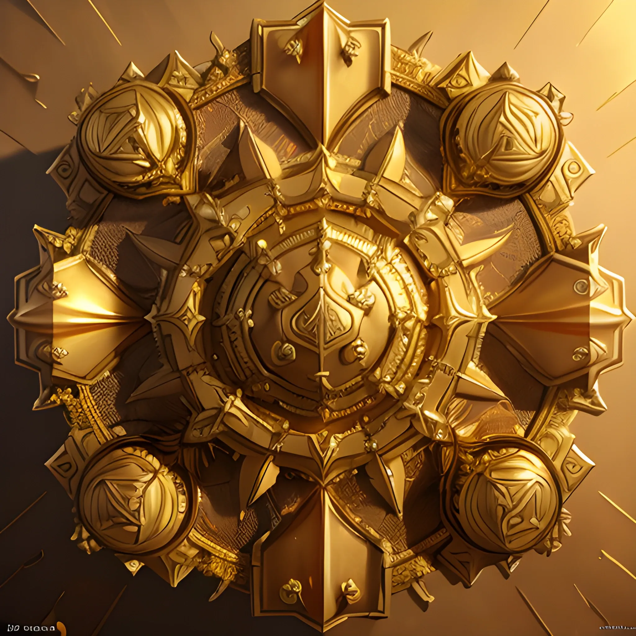 a lot of gold, treasures, golden thing, weapon, shields, inside, 8k, high resolution, high quality, photorealistic, hyperrealistic, detailed, detailed matte painting, deep color, fantastical, intricate detail, splash screen, complementary colors, fantasy concept art, 8k resolution trending on Artstation Unreal Engine