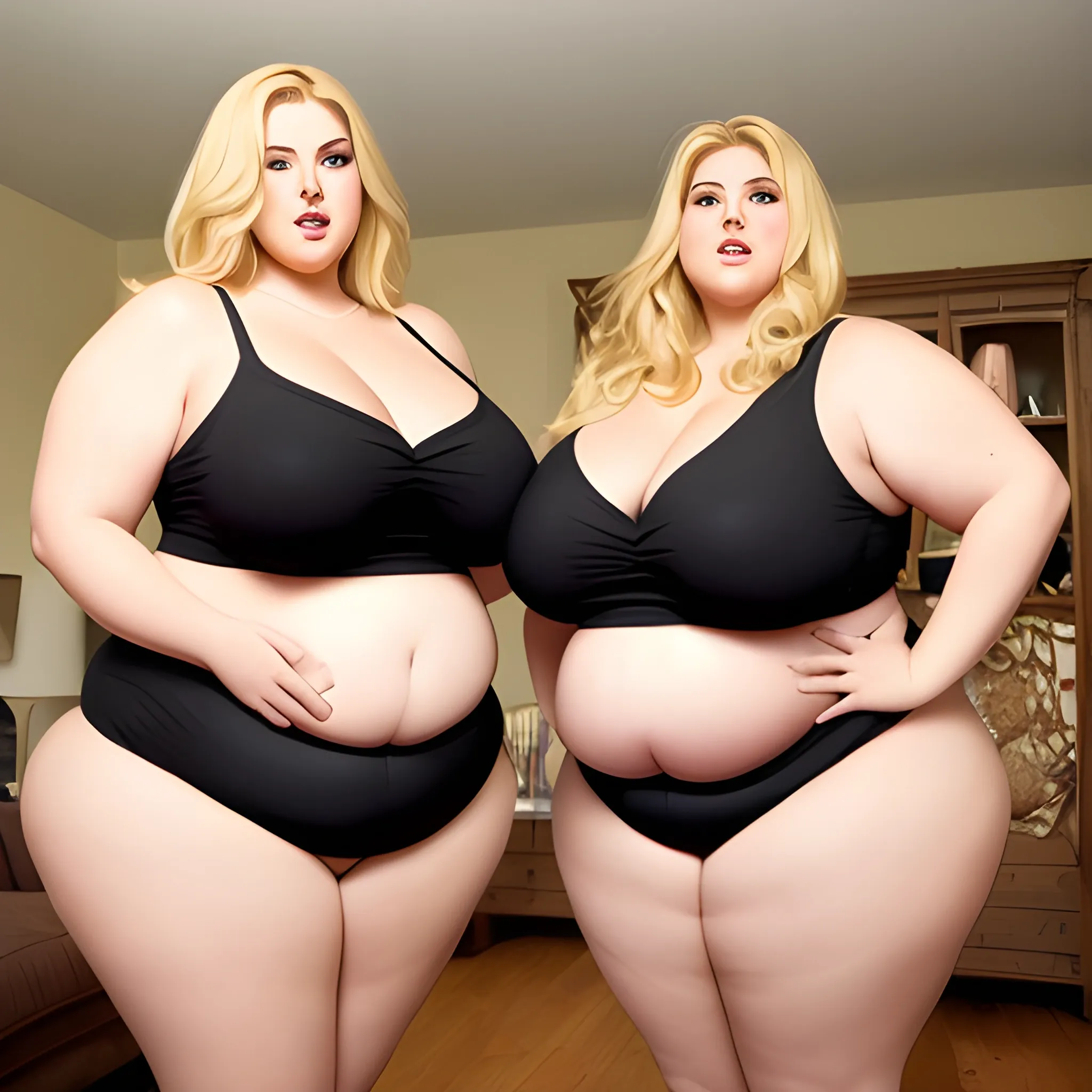 large and tall, very voluptuous, full-figured blonde woman who h 