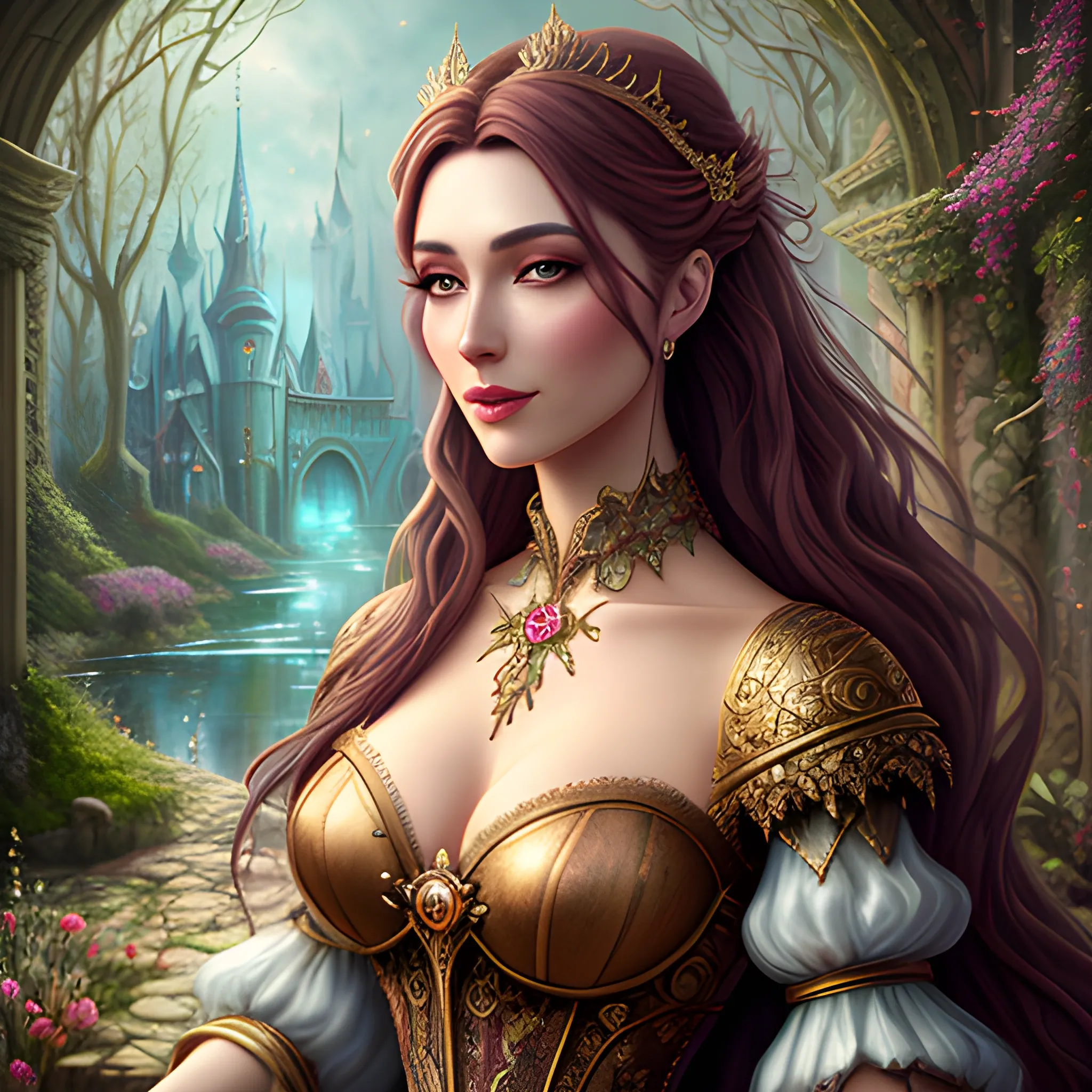 Beautiful girl, concept art, 8k intricate details, fairytale style, Oil Painting, 3D