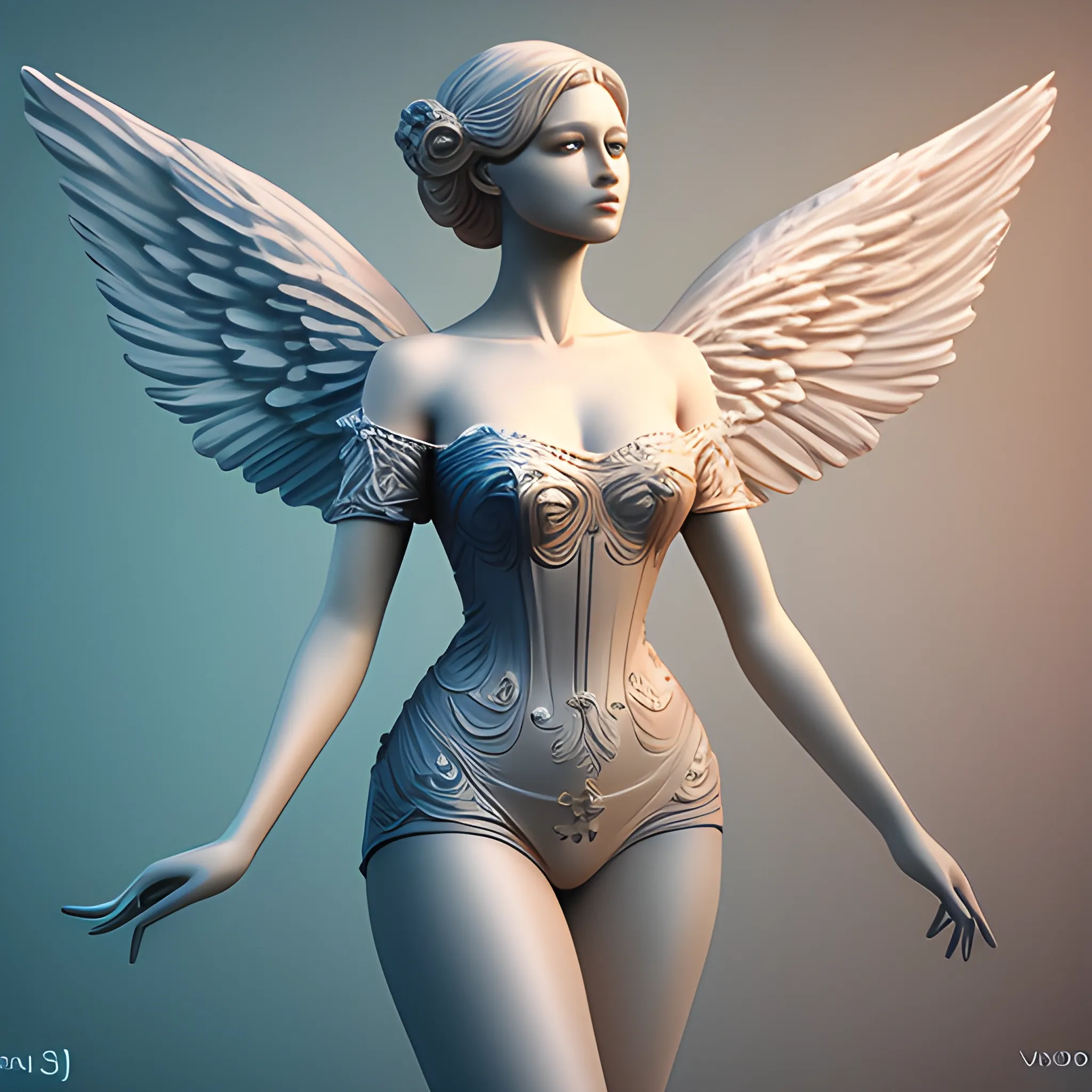 the beauty of an angel woman, painting, 3d render, fashionv0.2