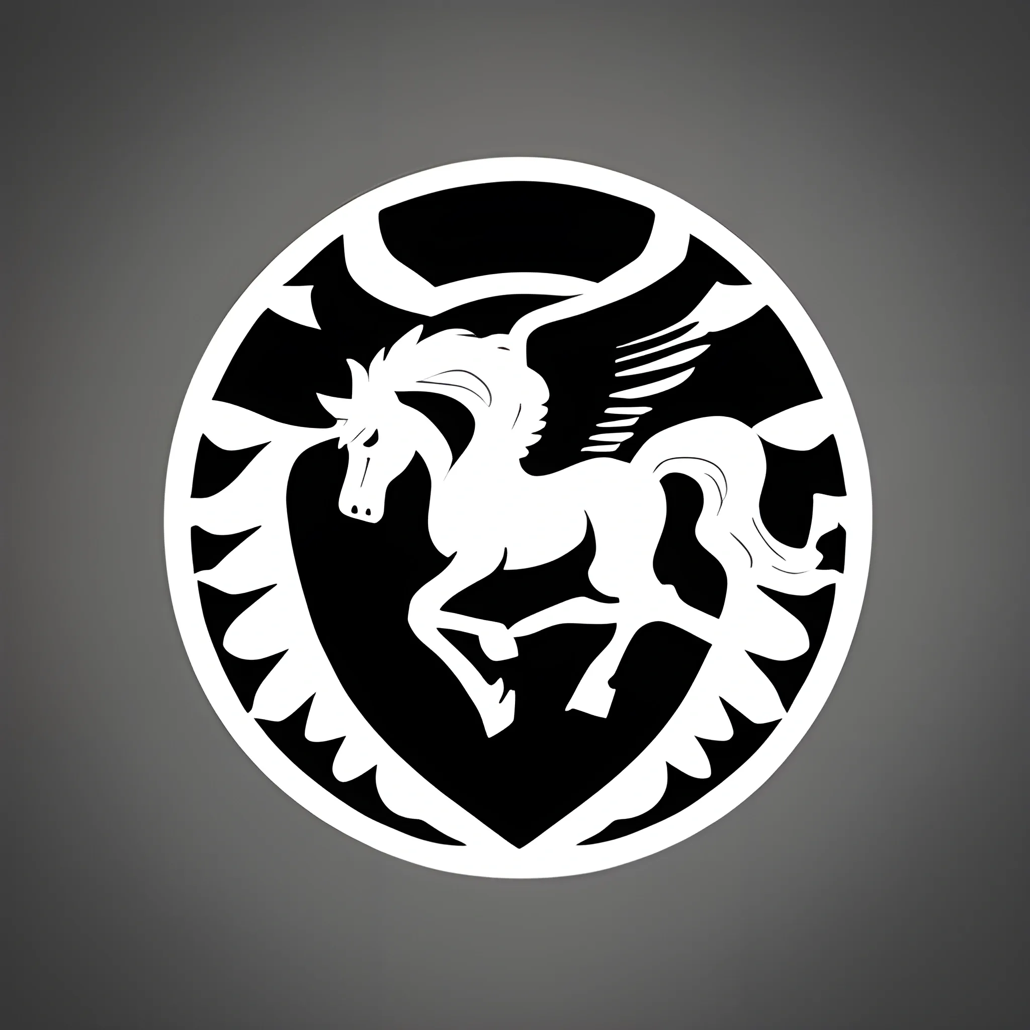 pegasus, black and white minimalist logo