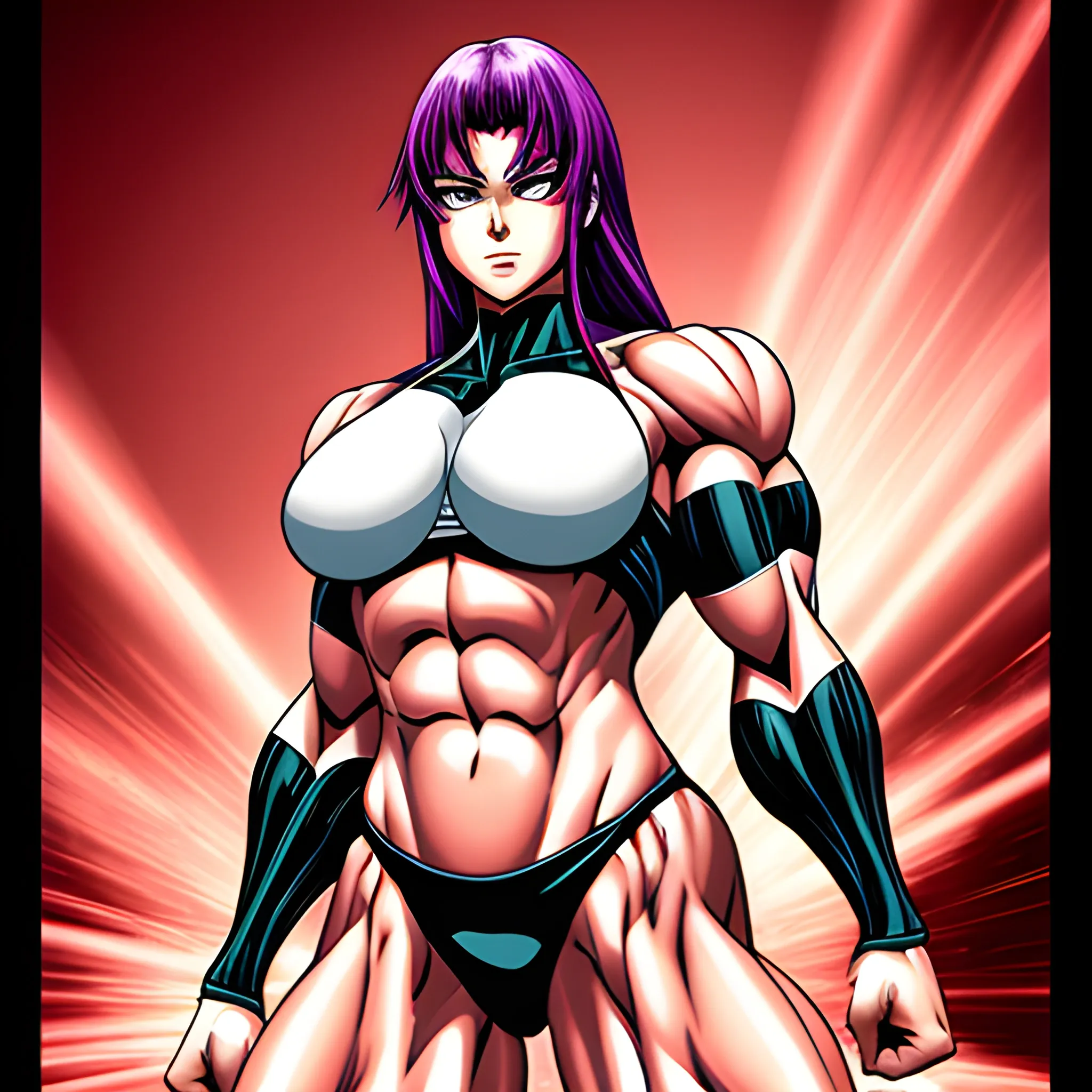 an image of the most muscular woman, anime style 