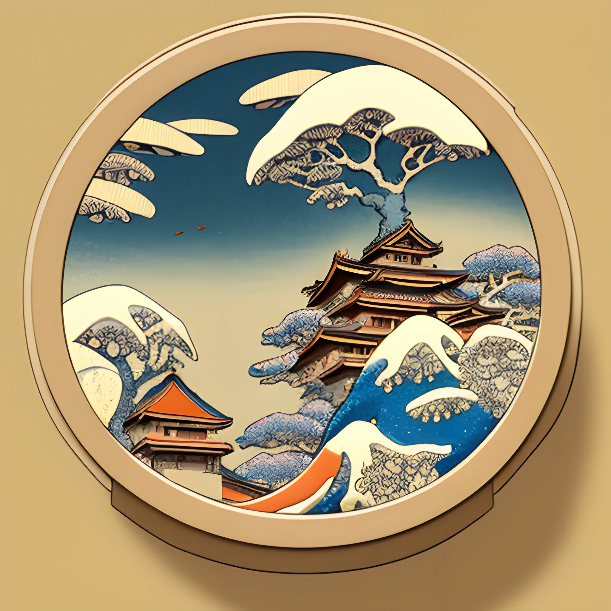 Annual, 3d terracotta illustration by Hokusai -