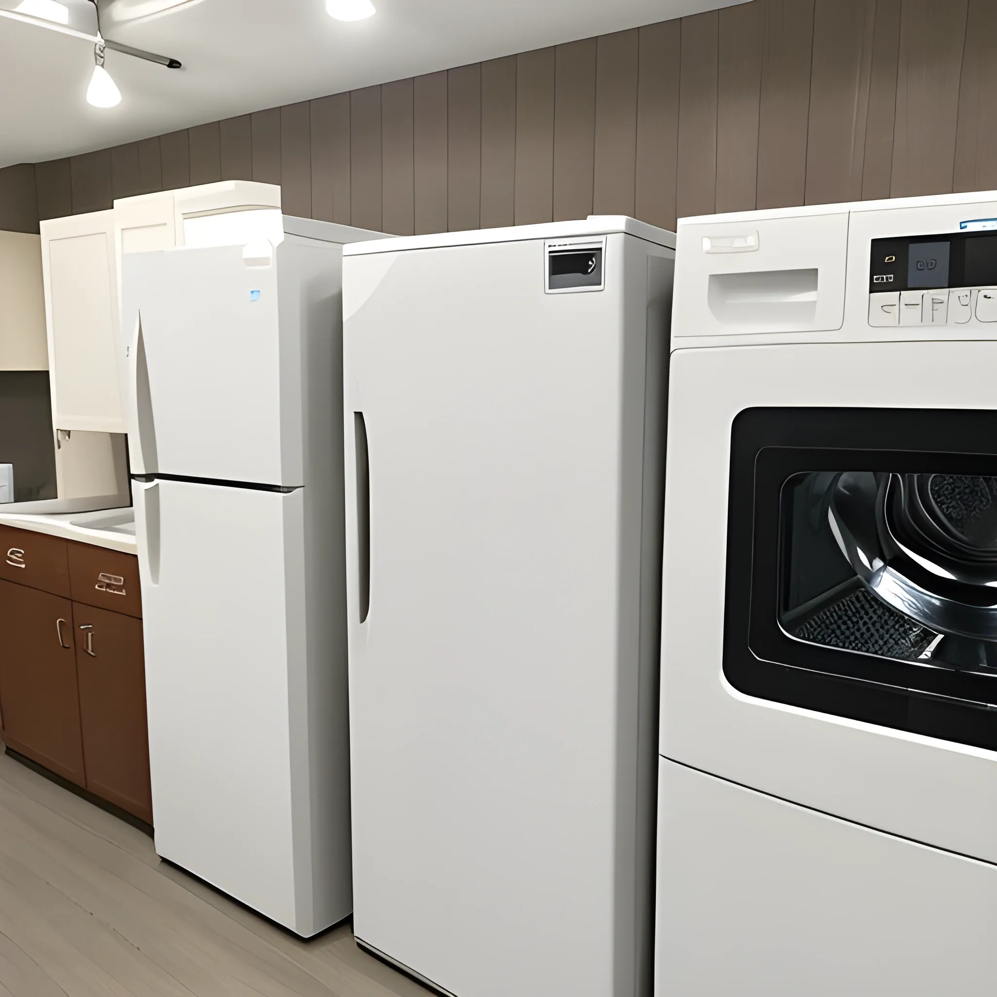 a set of household appliances, washing machine, refrigerator, coffee machine, etc