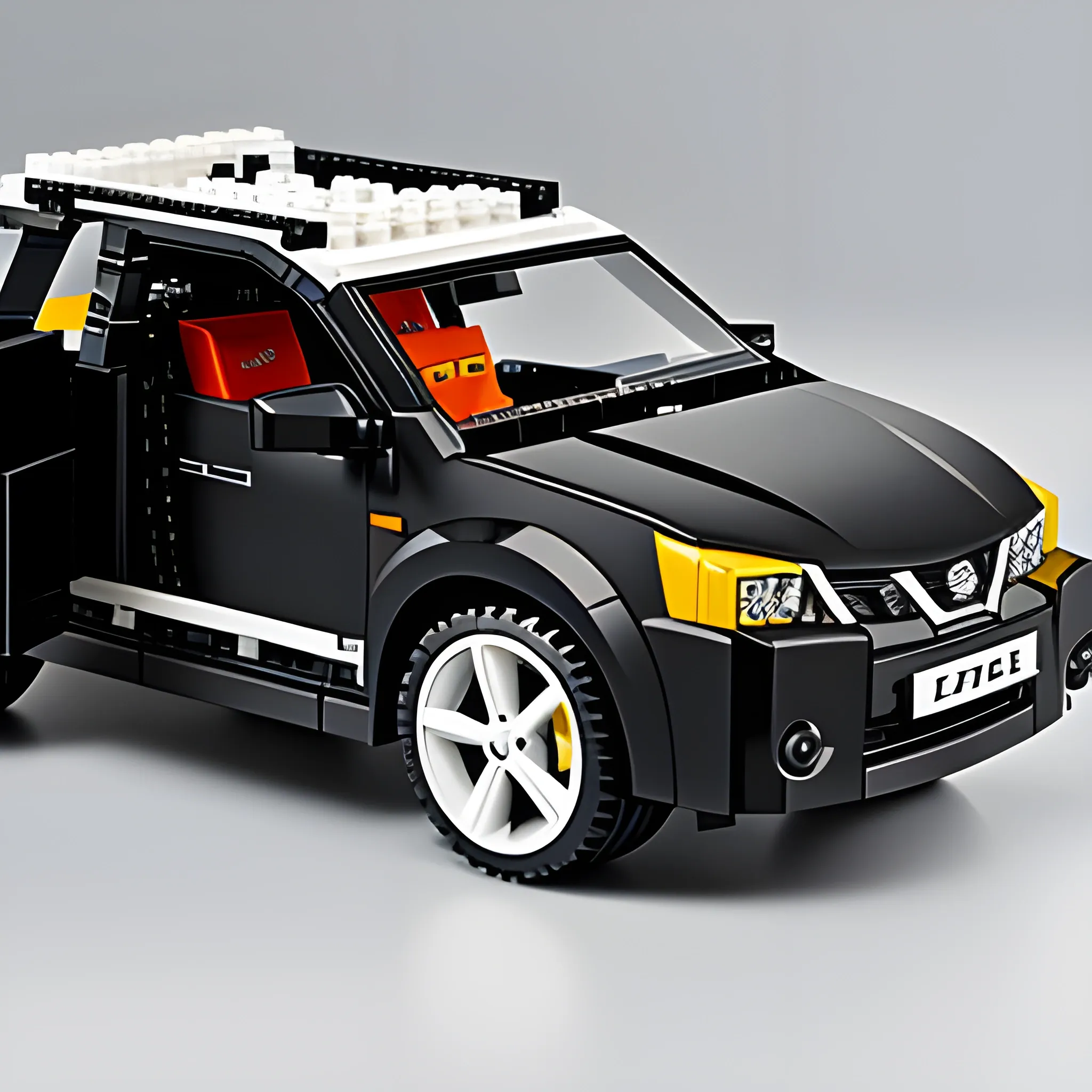 close up of a lego set of a black Nissan qashqai 2008 j10 hatchback, product photo, professional

