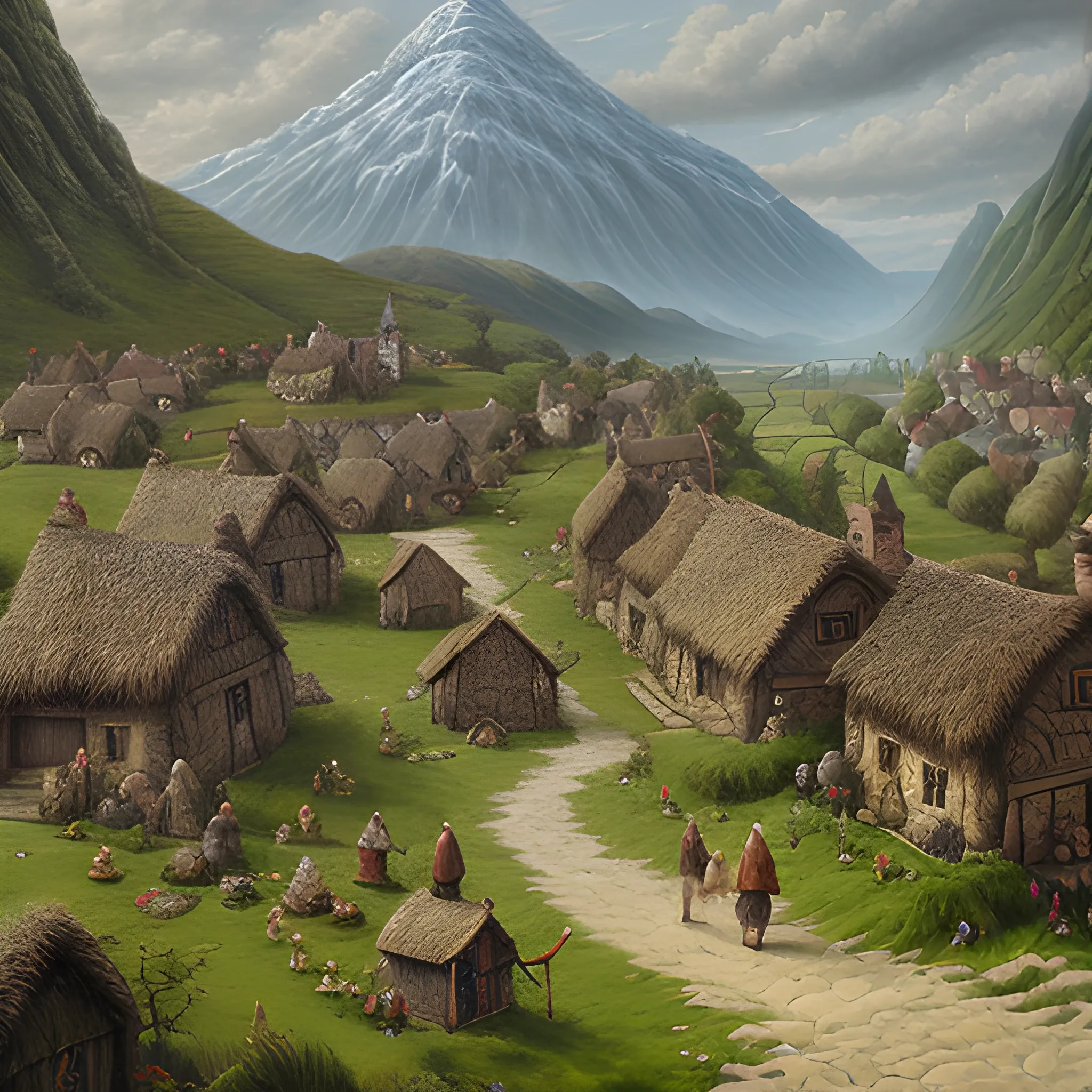 Village, Middle Earth, Oil Painting