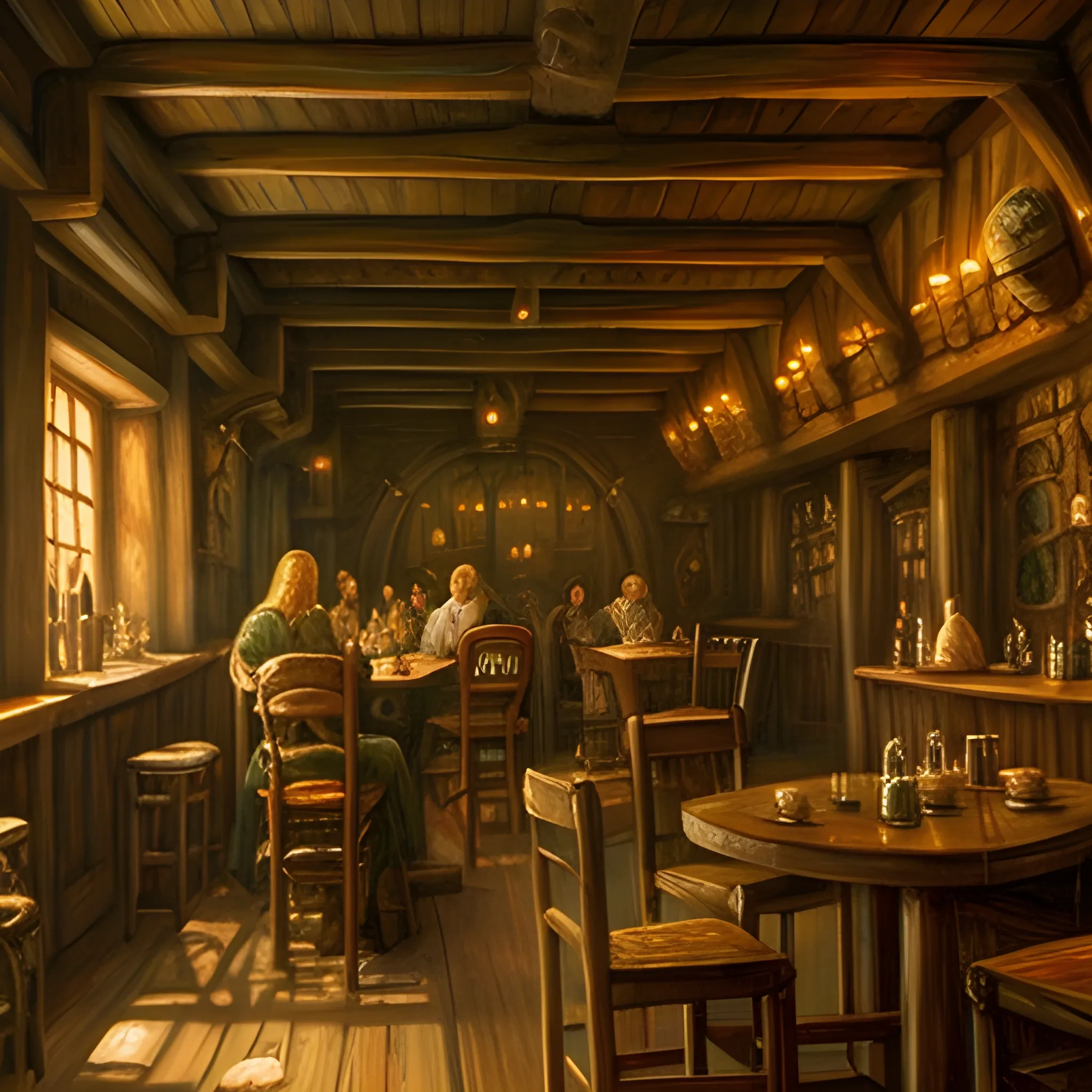 Tavern interior, Middle Earth, Oil Painting