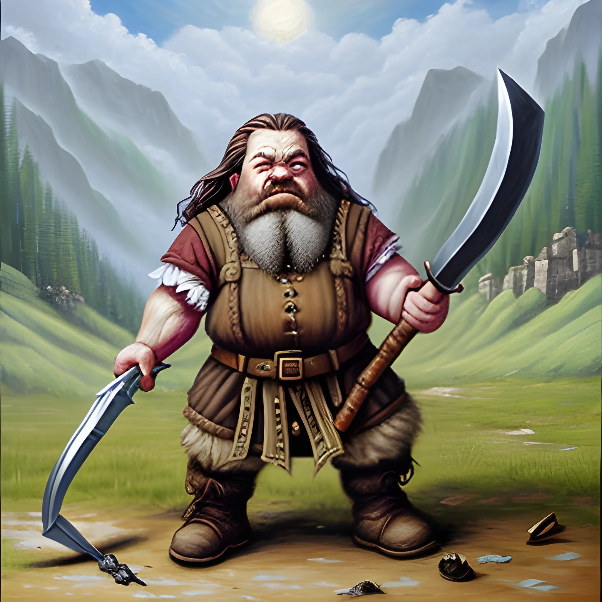 Dwarf armed with an axe, middle earth, Oil Painting