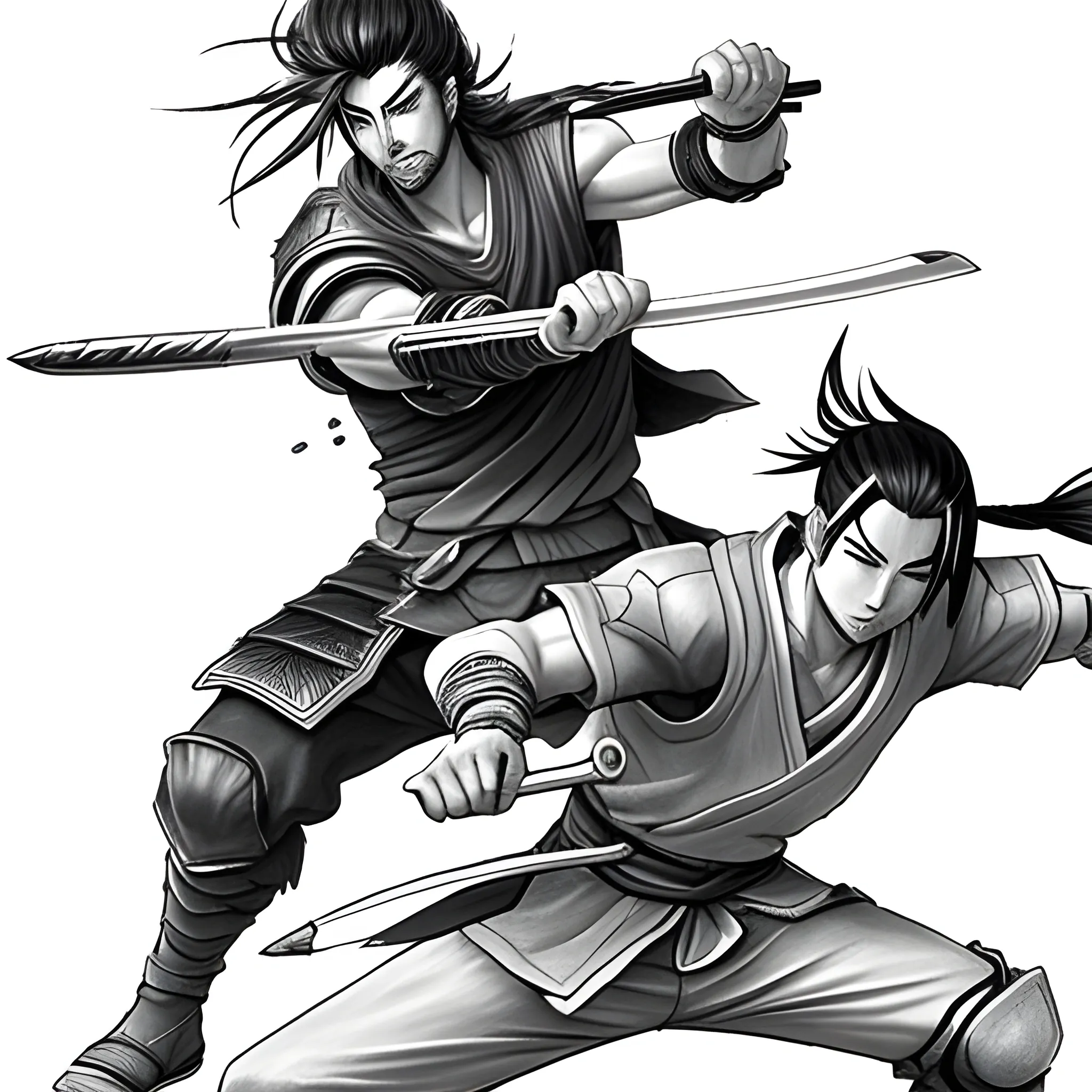 Yasuo vs Yone League of Legends, , Pencil Sketch