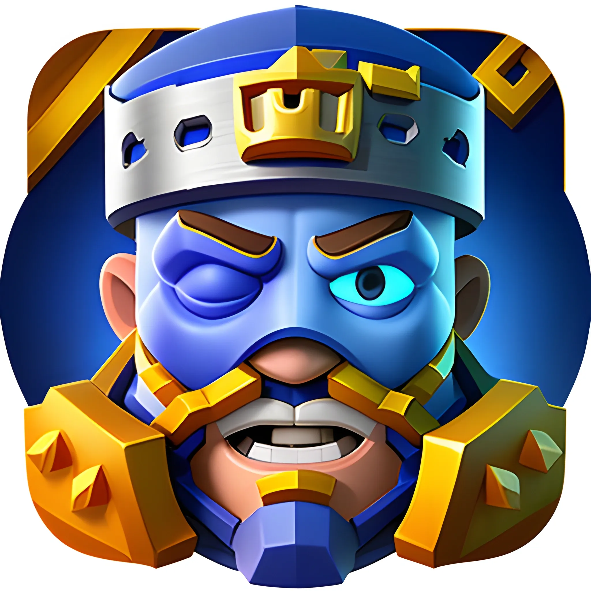 clash royale like character with a mask, hybrid between man and machine