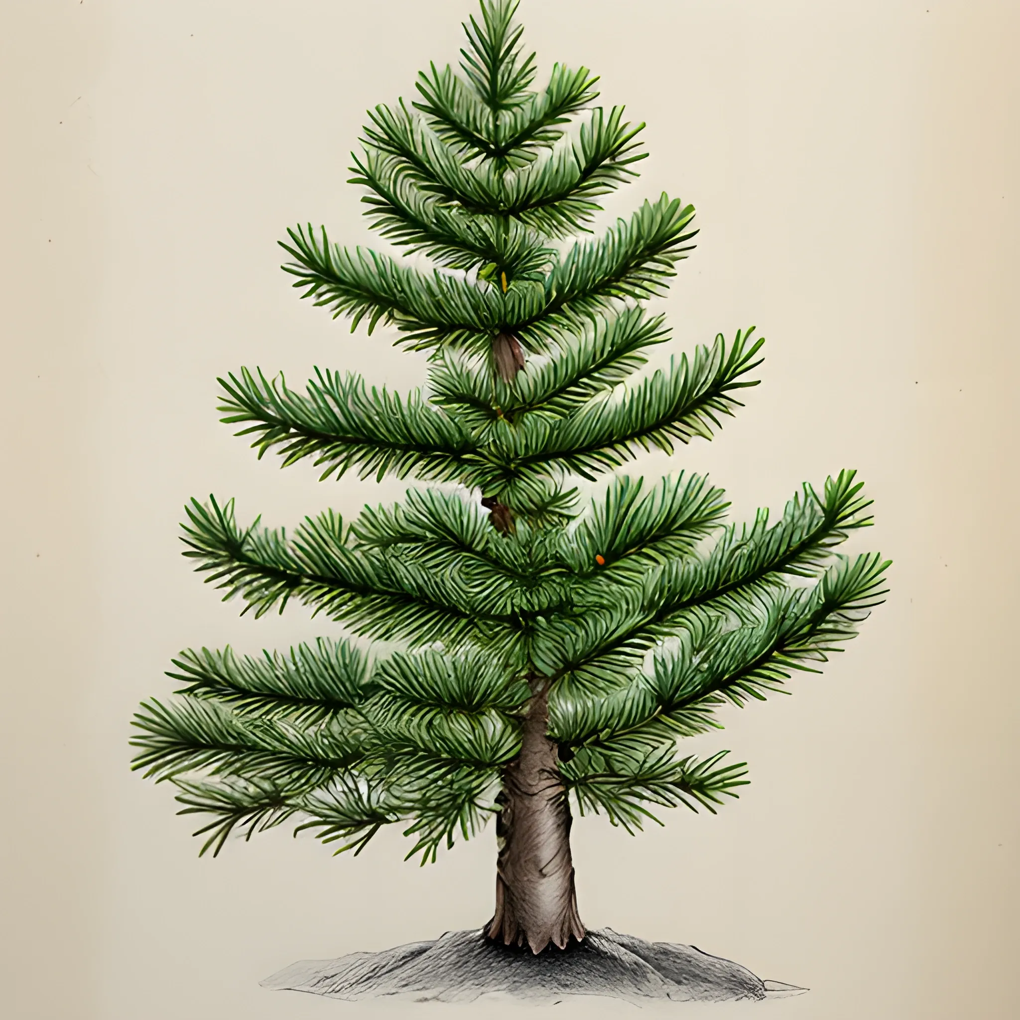 scientific drawing of Picea abies (European spruce), unusually detailed, ink on white paper, single, isolated specimen
