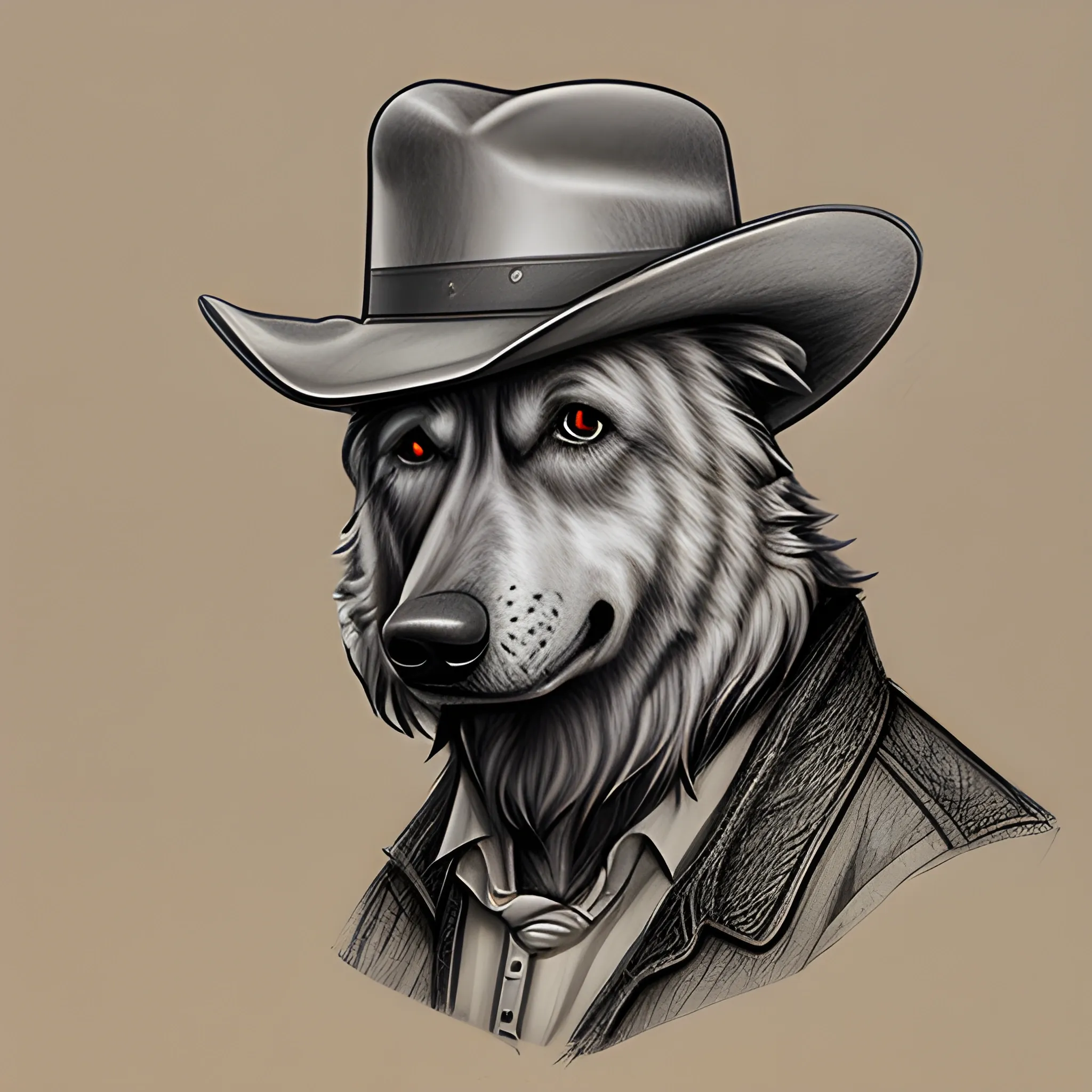 bier western revolver hund , Pencil Sketch