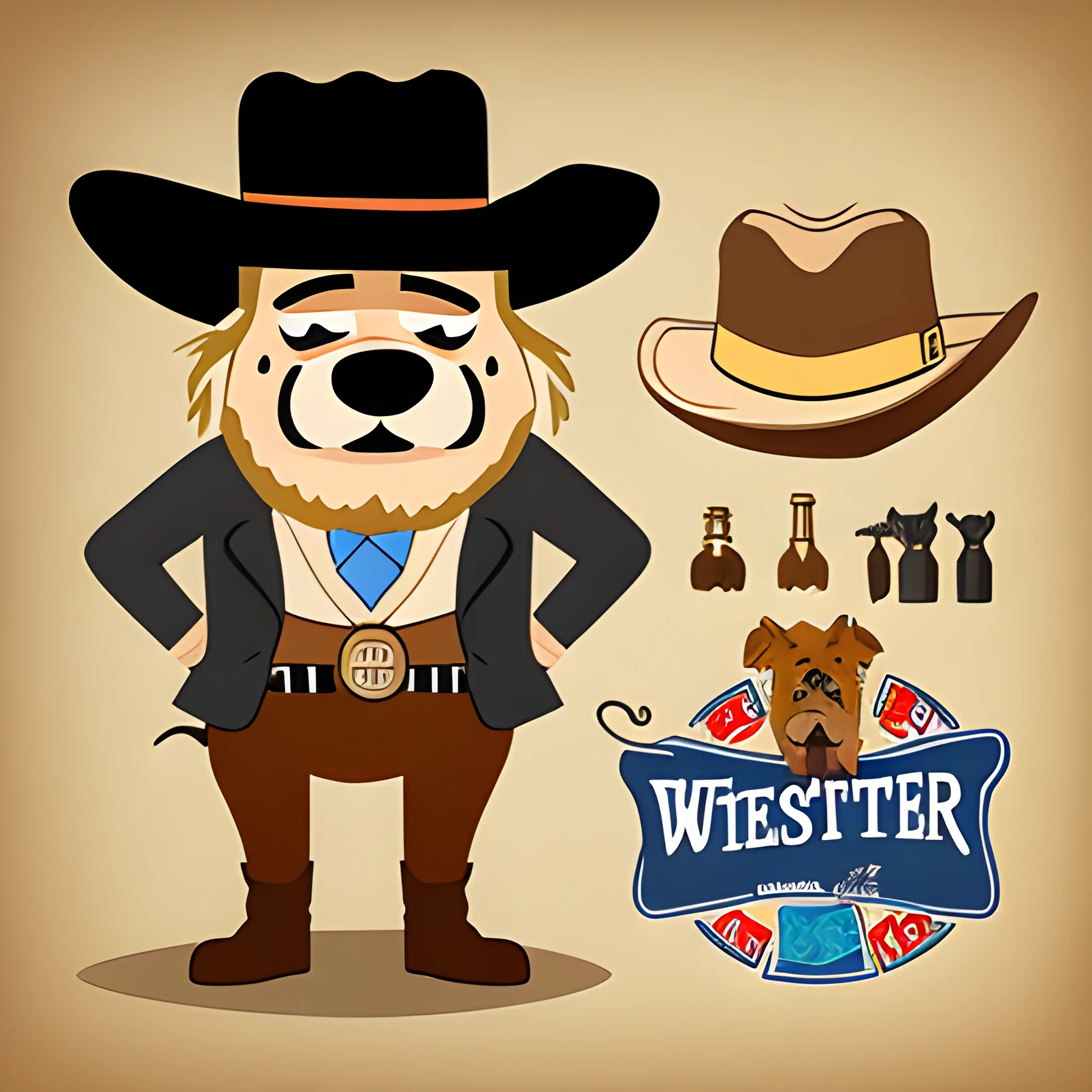 bier western revolver hund , , Cartoon