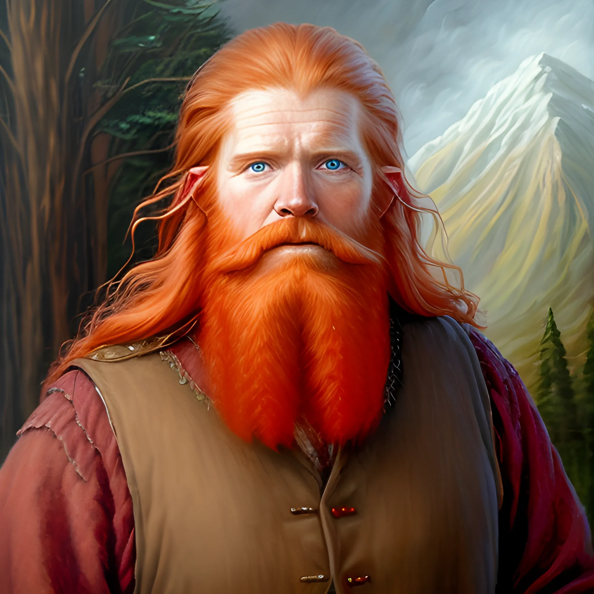 tall robust bearded red haired man, middle earth, Oil Painting