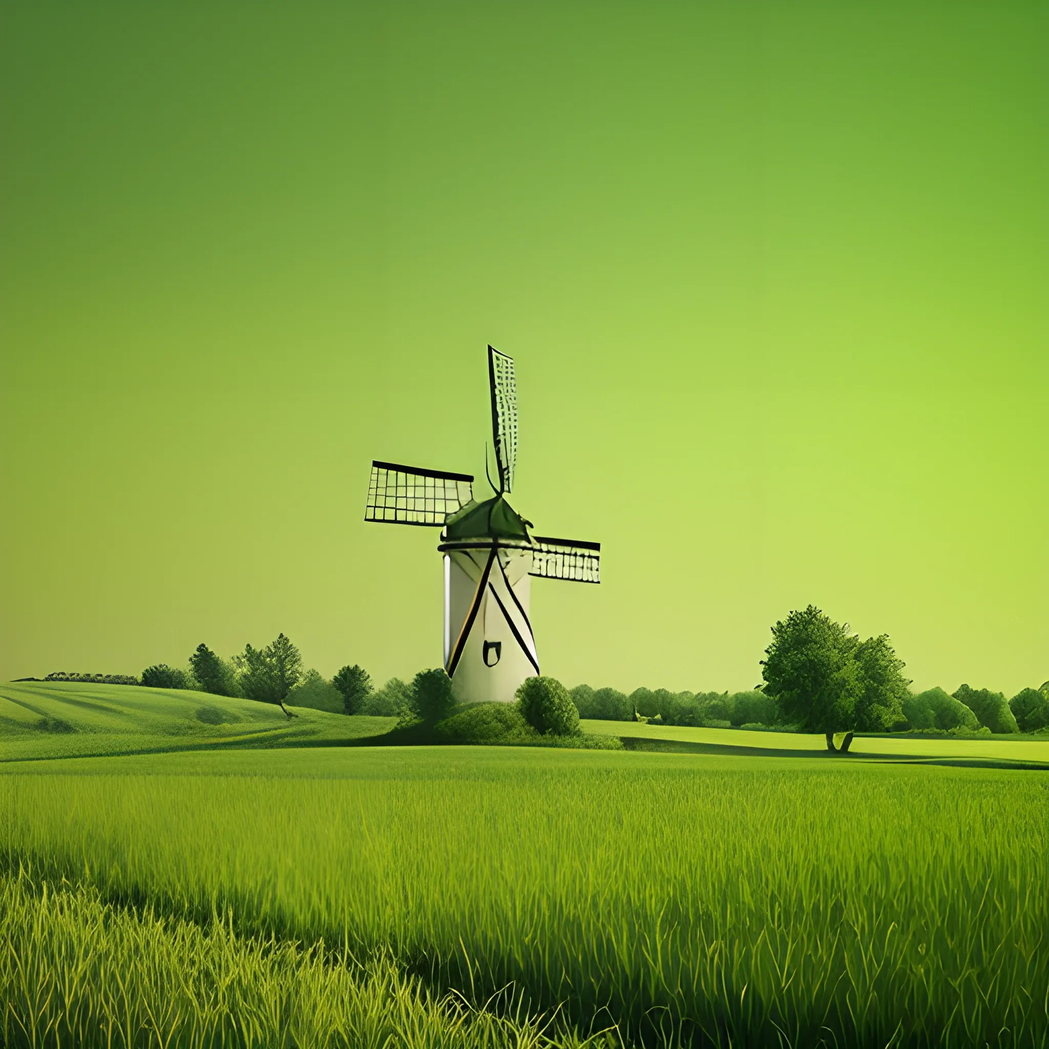 created an image of a windmill in a green landscape
