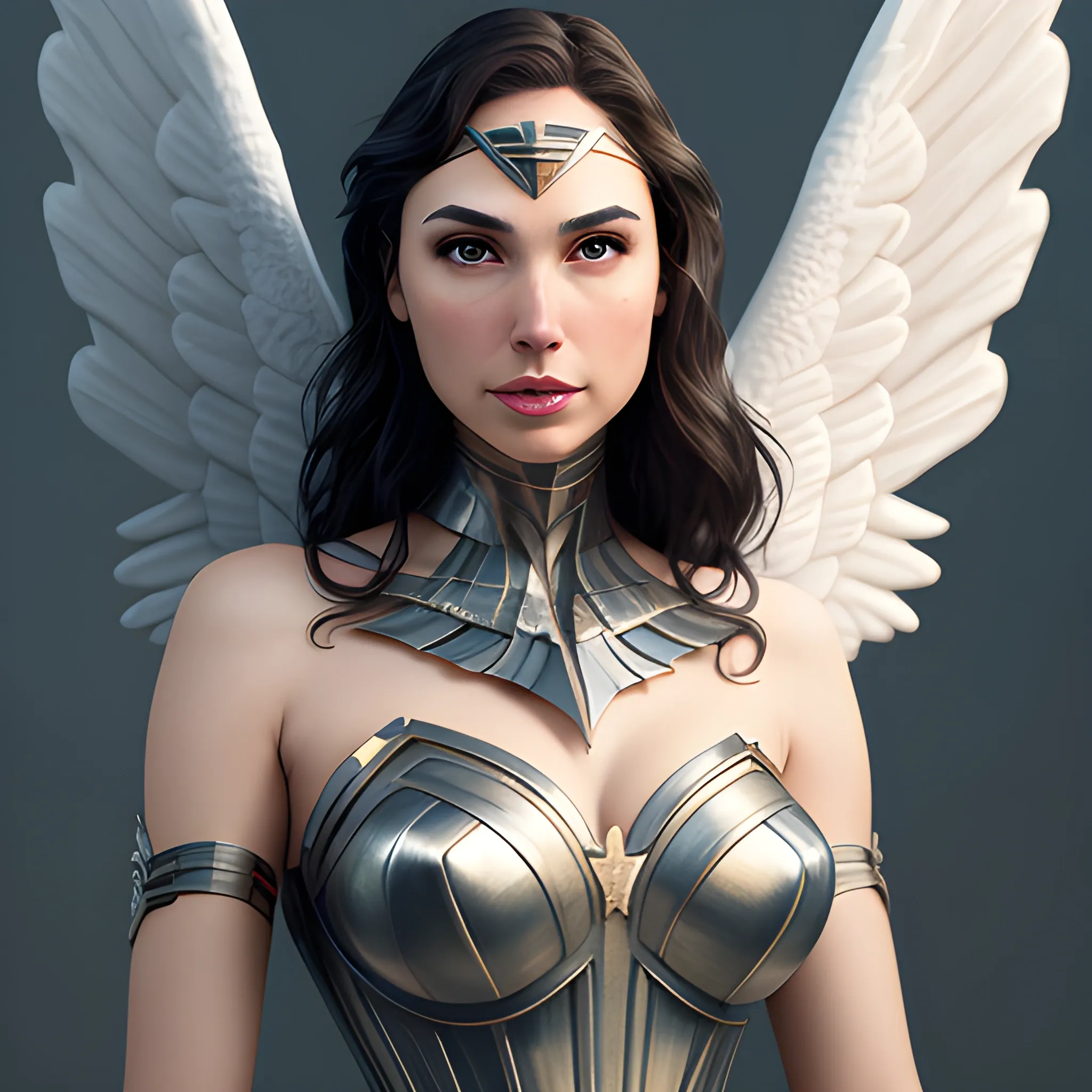 side close up portrait of gal gadot angel fantasy a sexy Bustier Corset Tops white, perfect face, gorgeous, 3d, trending on artstation, intricate, elegant, highly detailed, digital painting, artstation, concept art, smooth, sharp focus, illustration, art by artgerm and greg rutkowski and alphonse mucha, 8k, 150mm portrait, photography,

, 3D