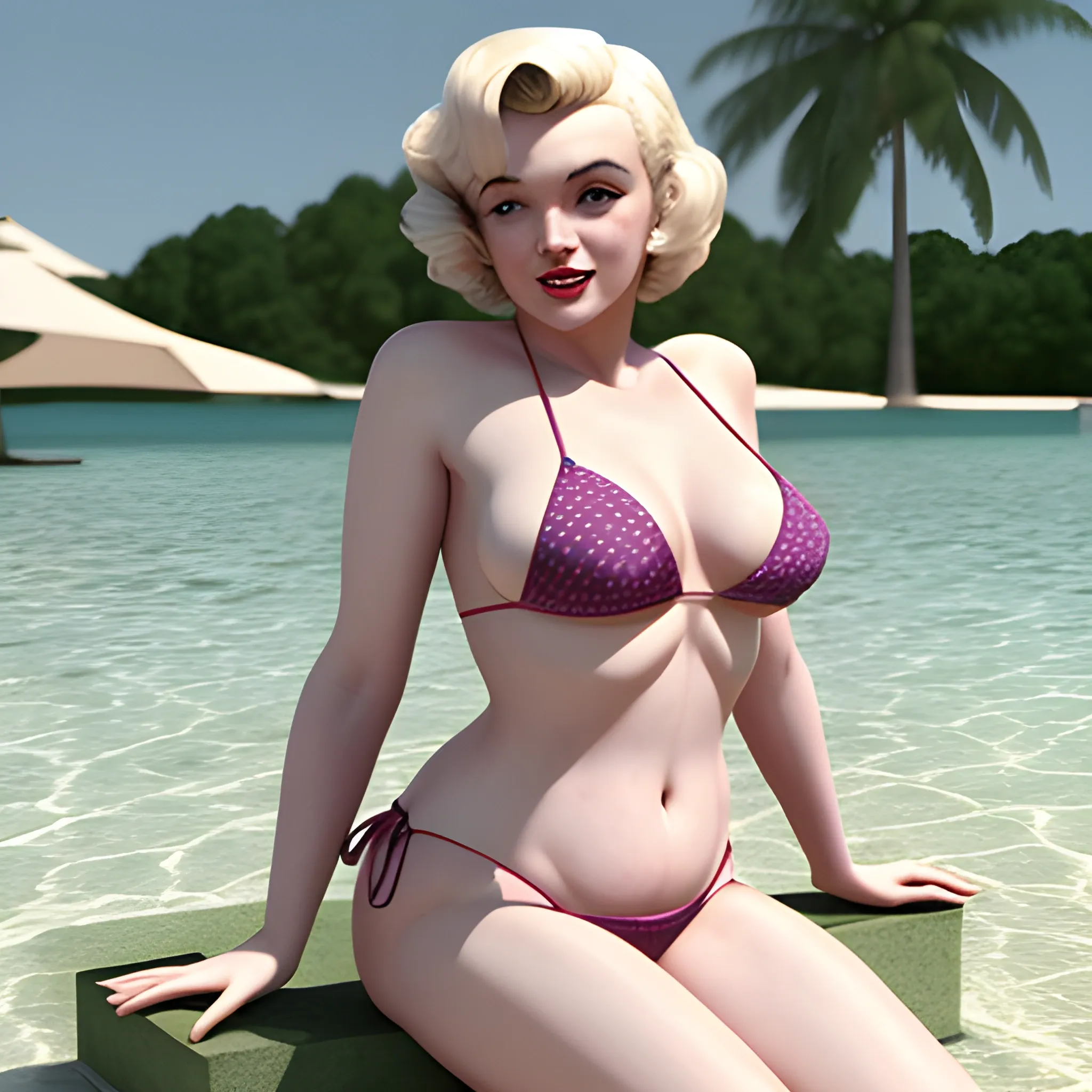 , 3D Marilyn Monroe with intimate bikini 