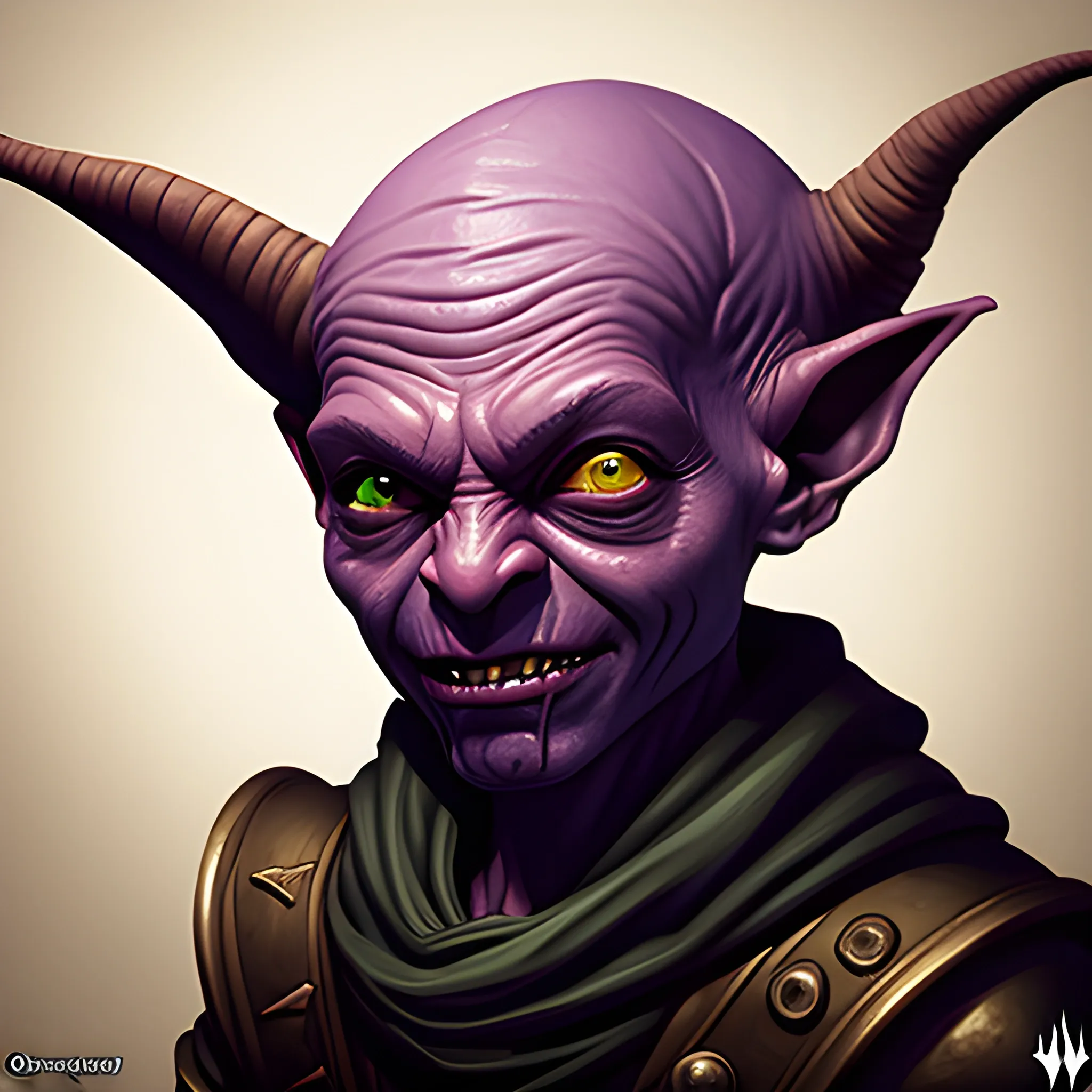 Magic the gathering art style, realistic evil goblin rogue