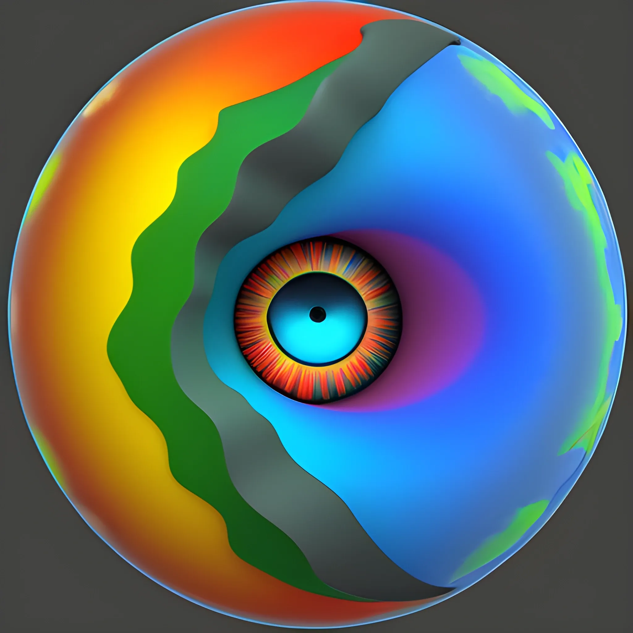 El ojo que todo lo ve, ojo profundo, clarividente, colorido, , 3D